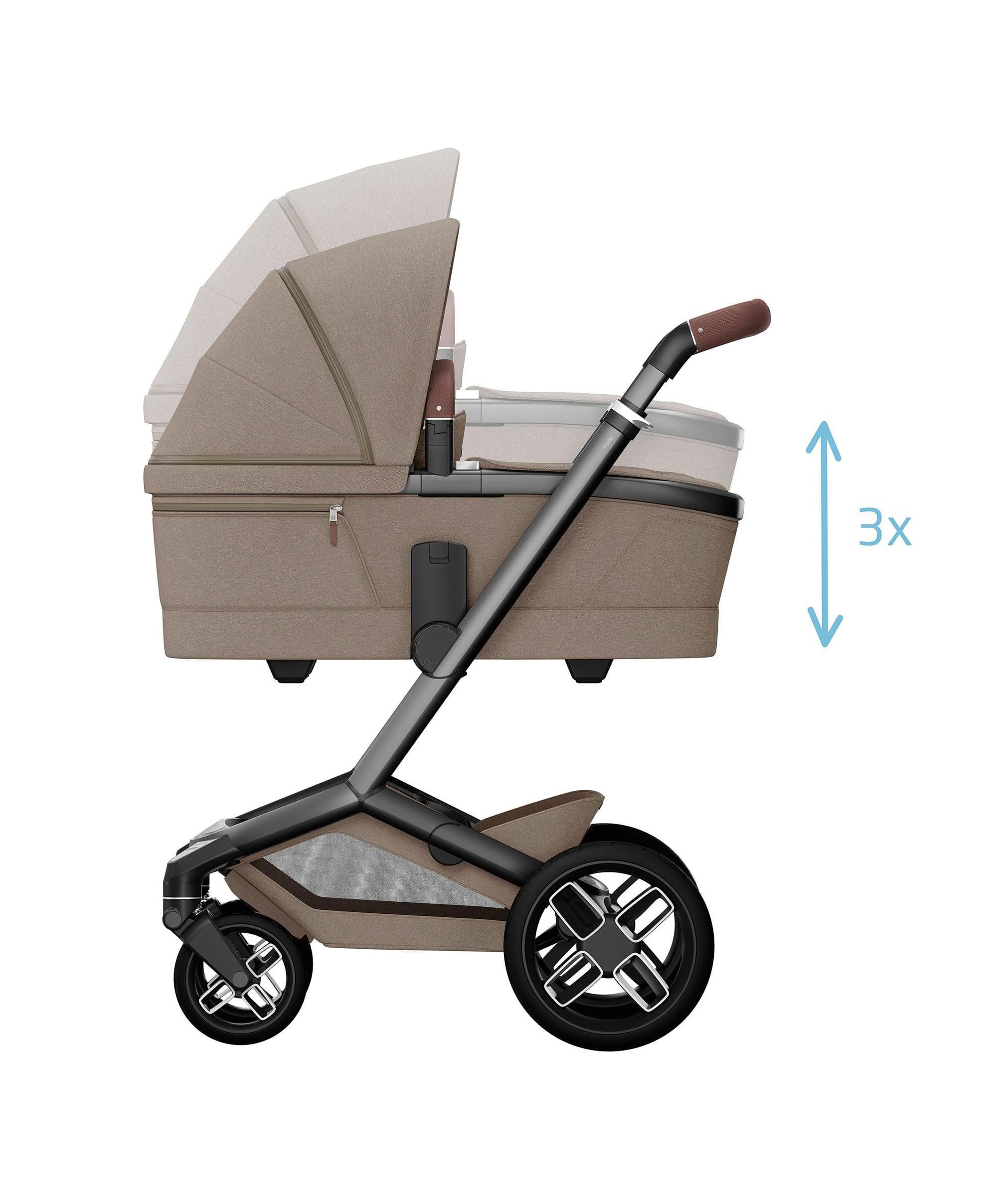 Maxi-Cosi Fame Pushchair & Carrycot - Truffle with Brown Wheels - Image 8
