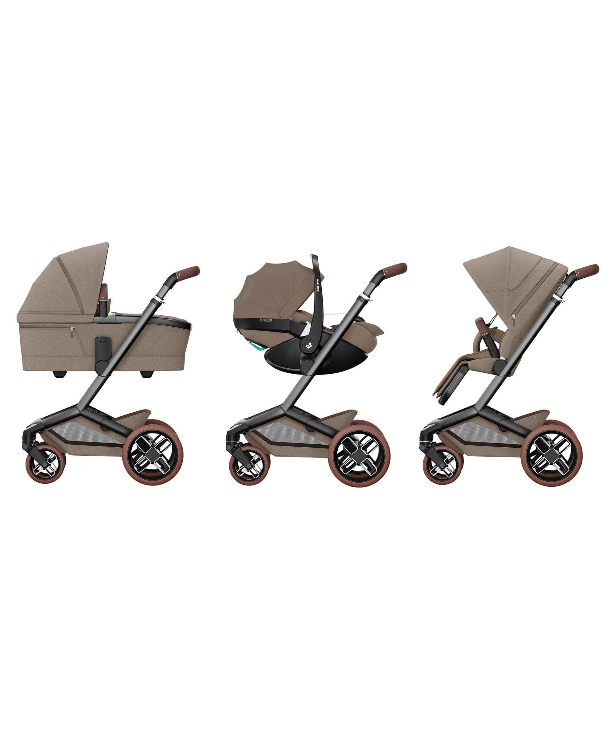 Maxi-Cosi Fame Pushchair & Carrycot - Truffle with Brown Wheels - Image 9