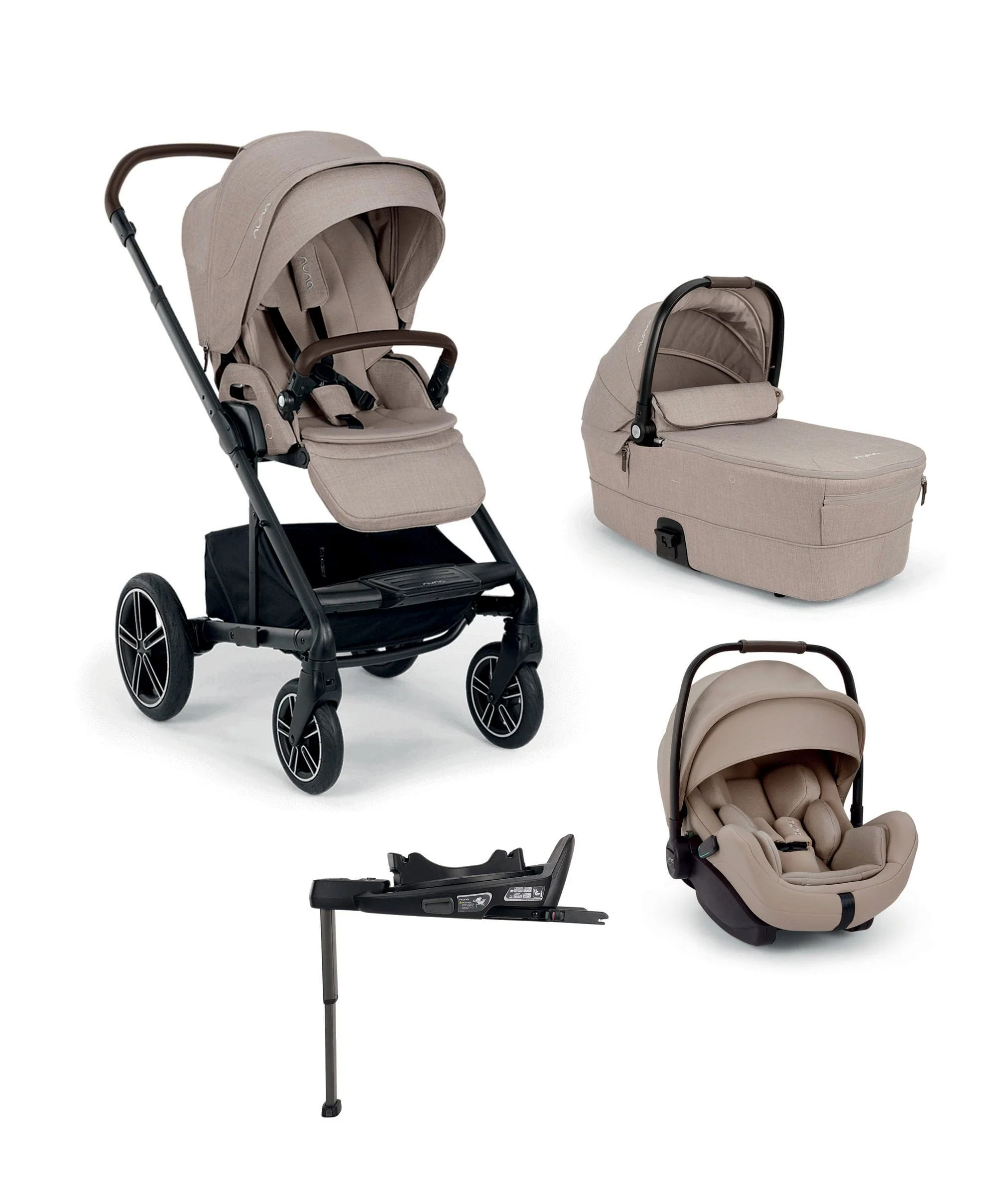 Nuna Mixx Next Pushchair Bundle With Arra Flex Car Seat & Base - Chateau/Caviar