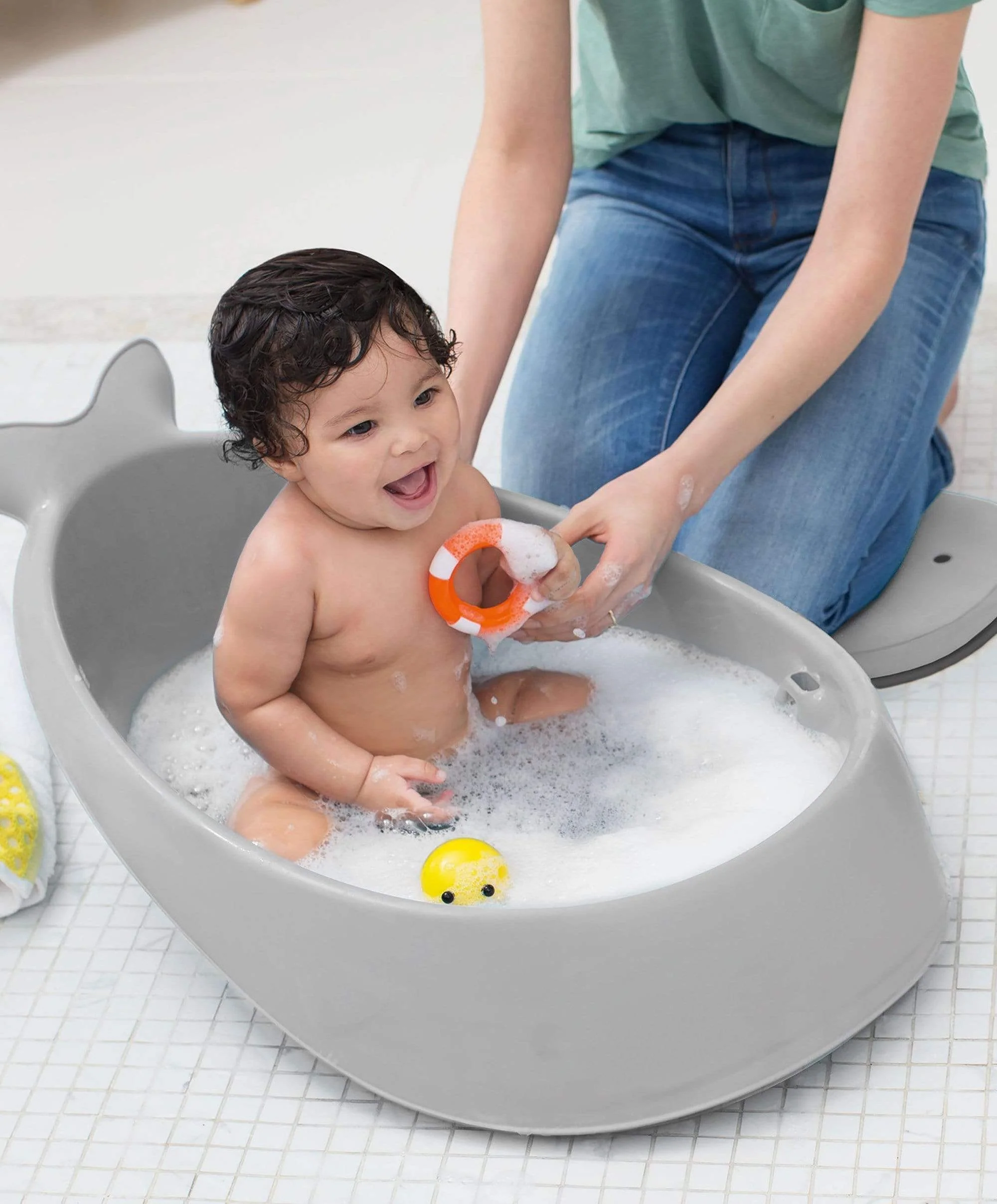 Moby 3 Stage Baby Bath - Grey - Image 5
