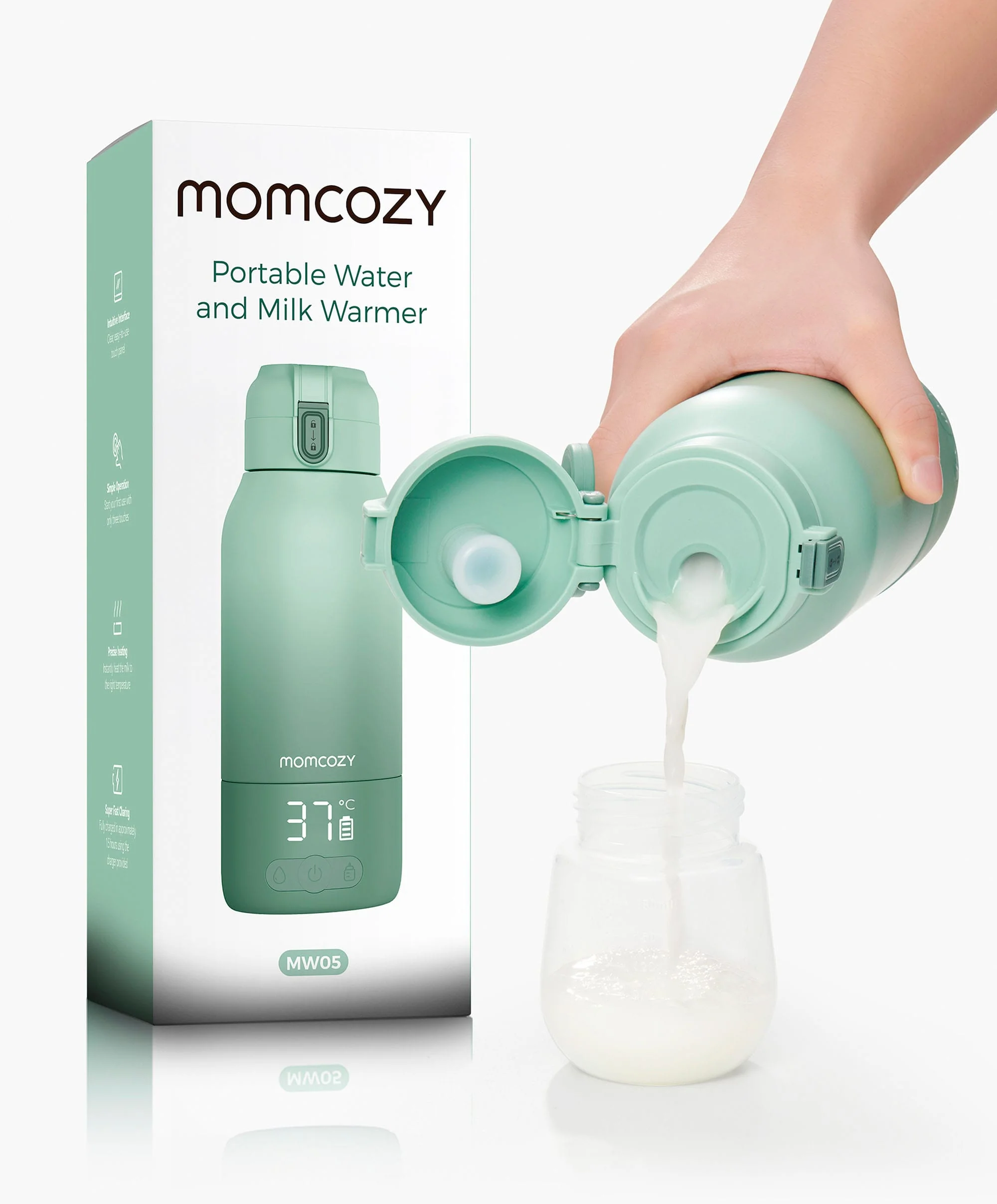 Momcozy Portable Milk Warmer for Travel - Green - Image 2