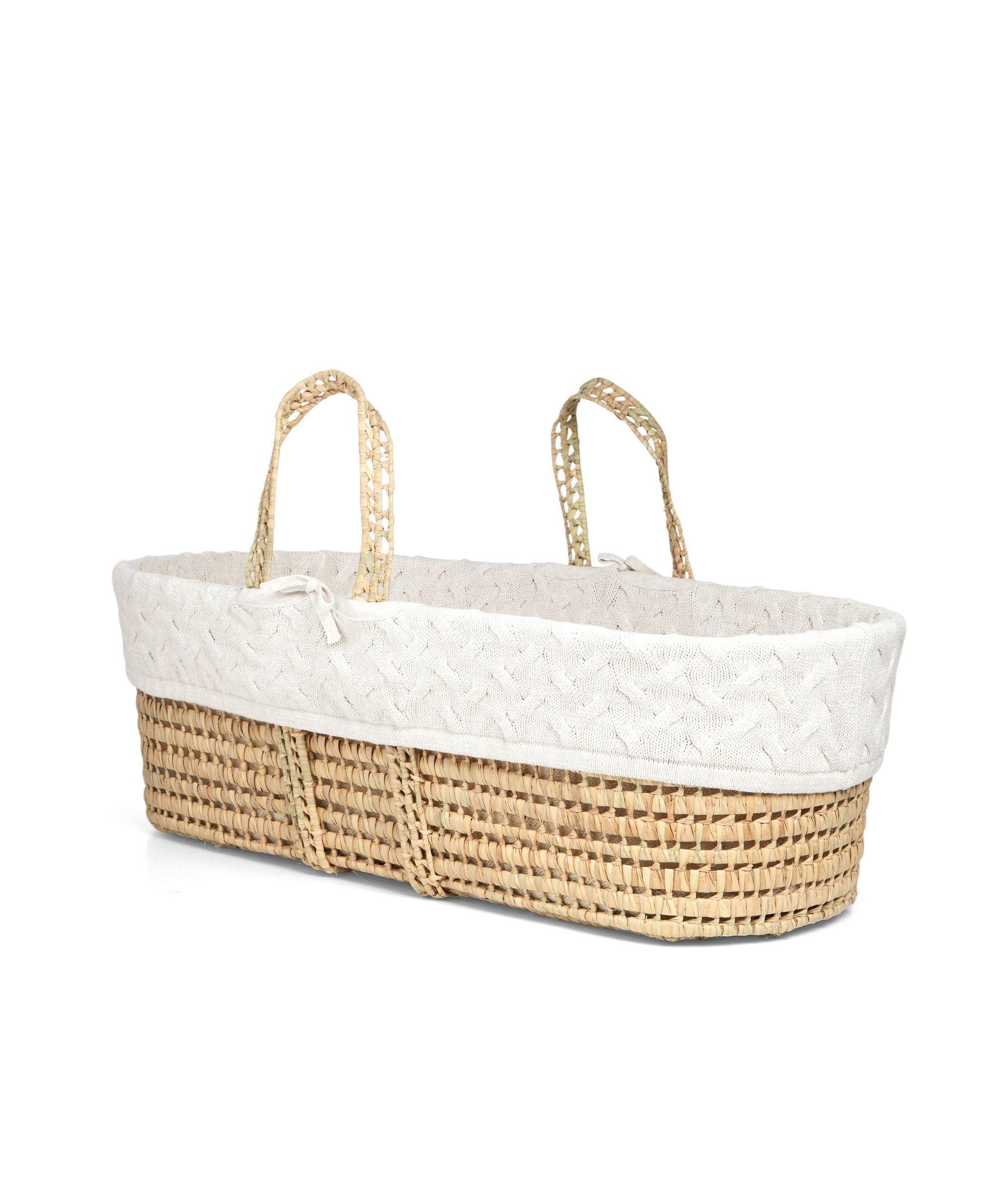 Moses Basket - White Cable Knit - Image 3