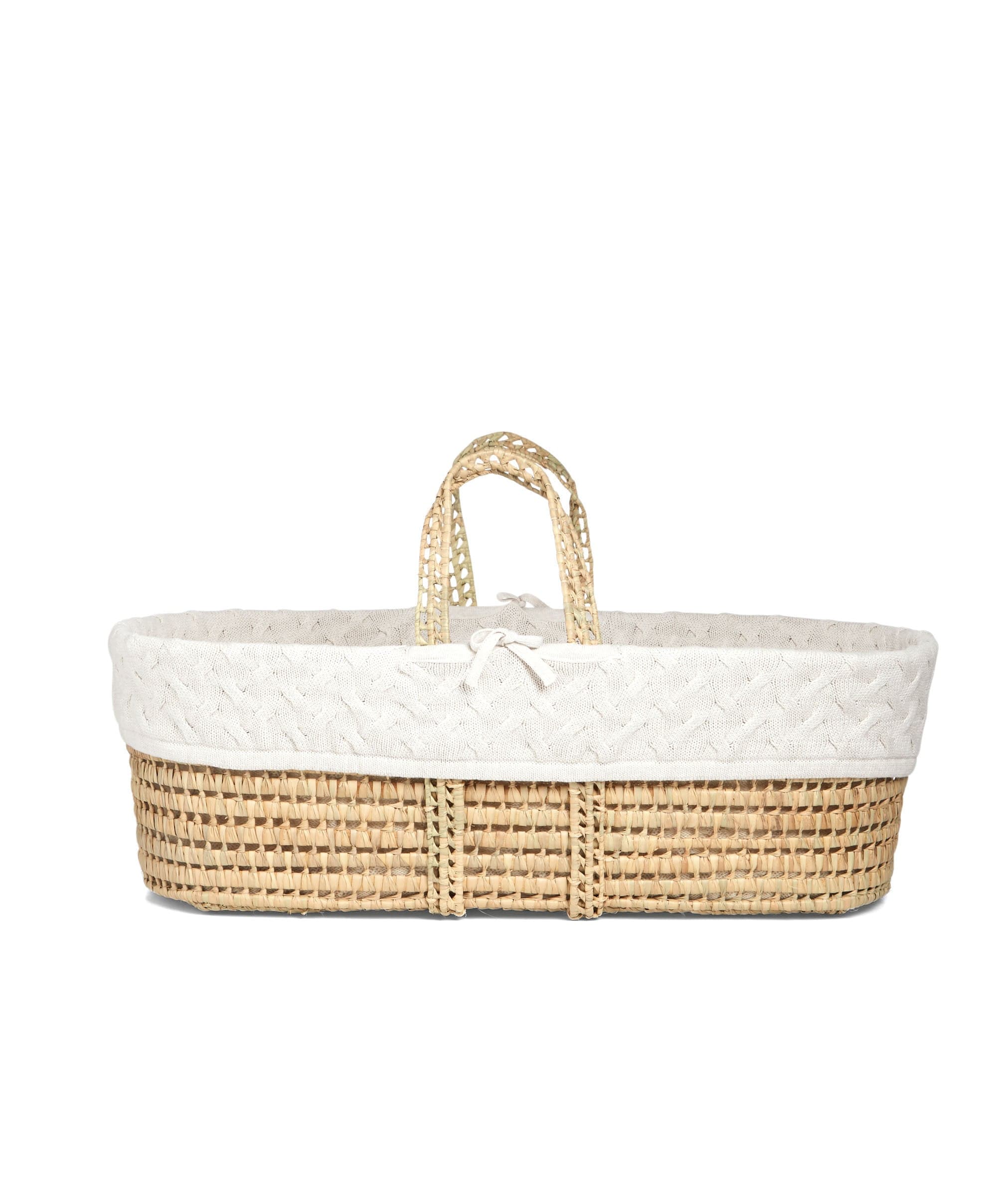 Moses Basket - White Cable Knit - Image 4