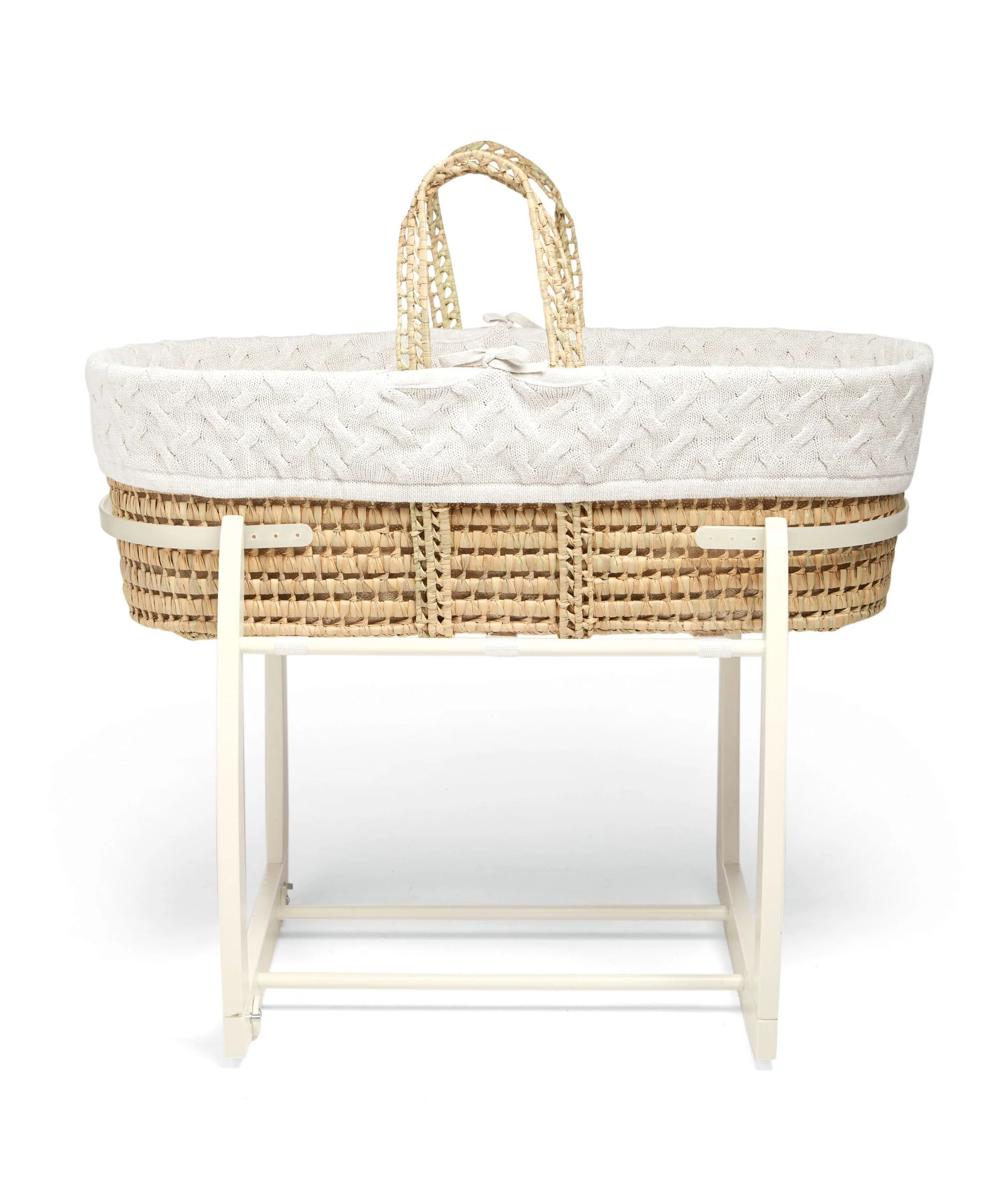 Moses Basket - White Cable Knit - Image 6