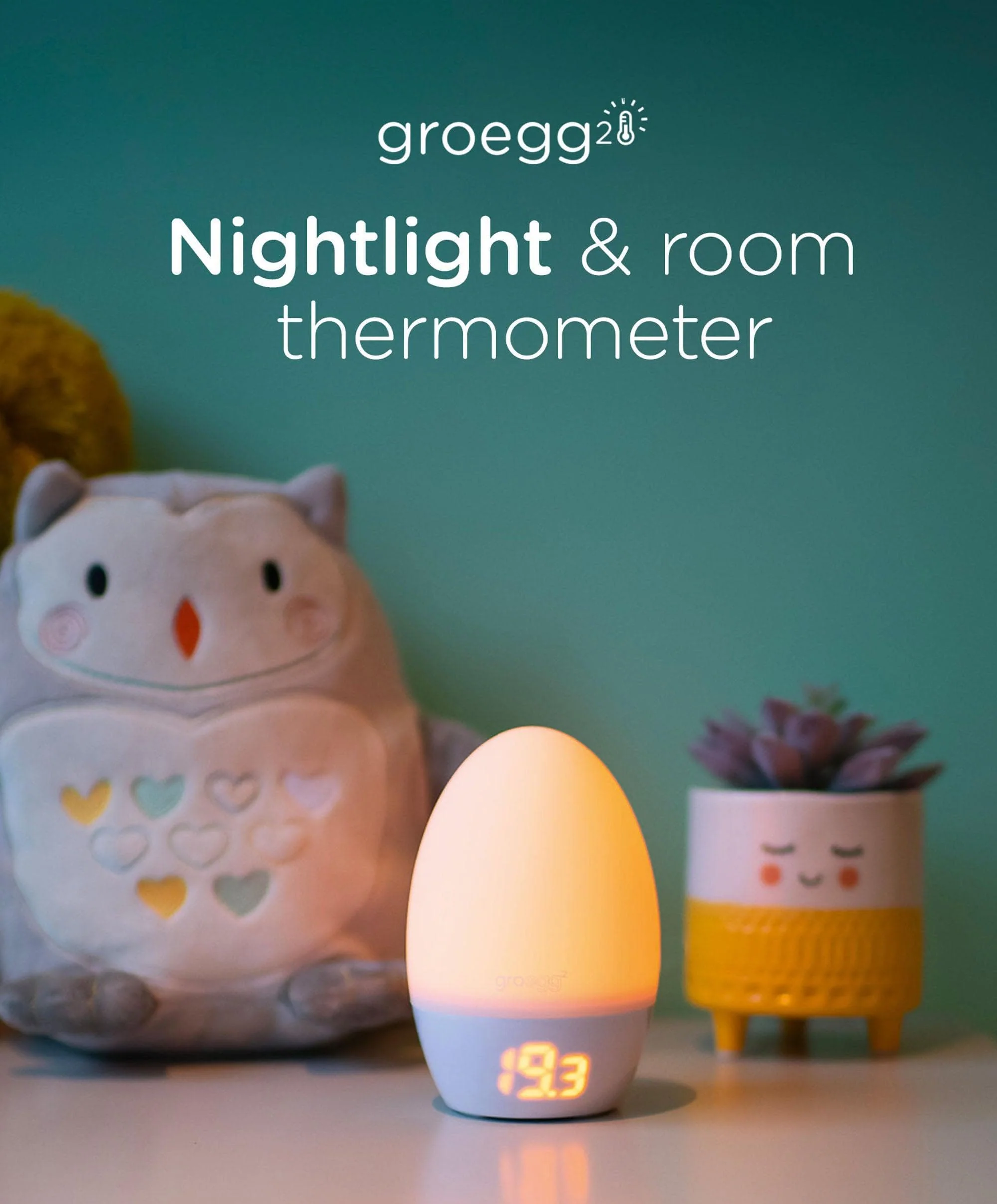 Tommee Tippee Gro Egg 2 Nursery Room Thermometer & Night Light - White - Image 6