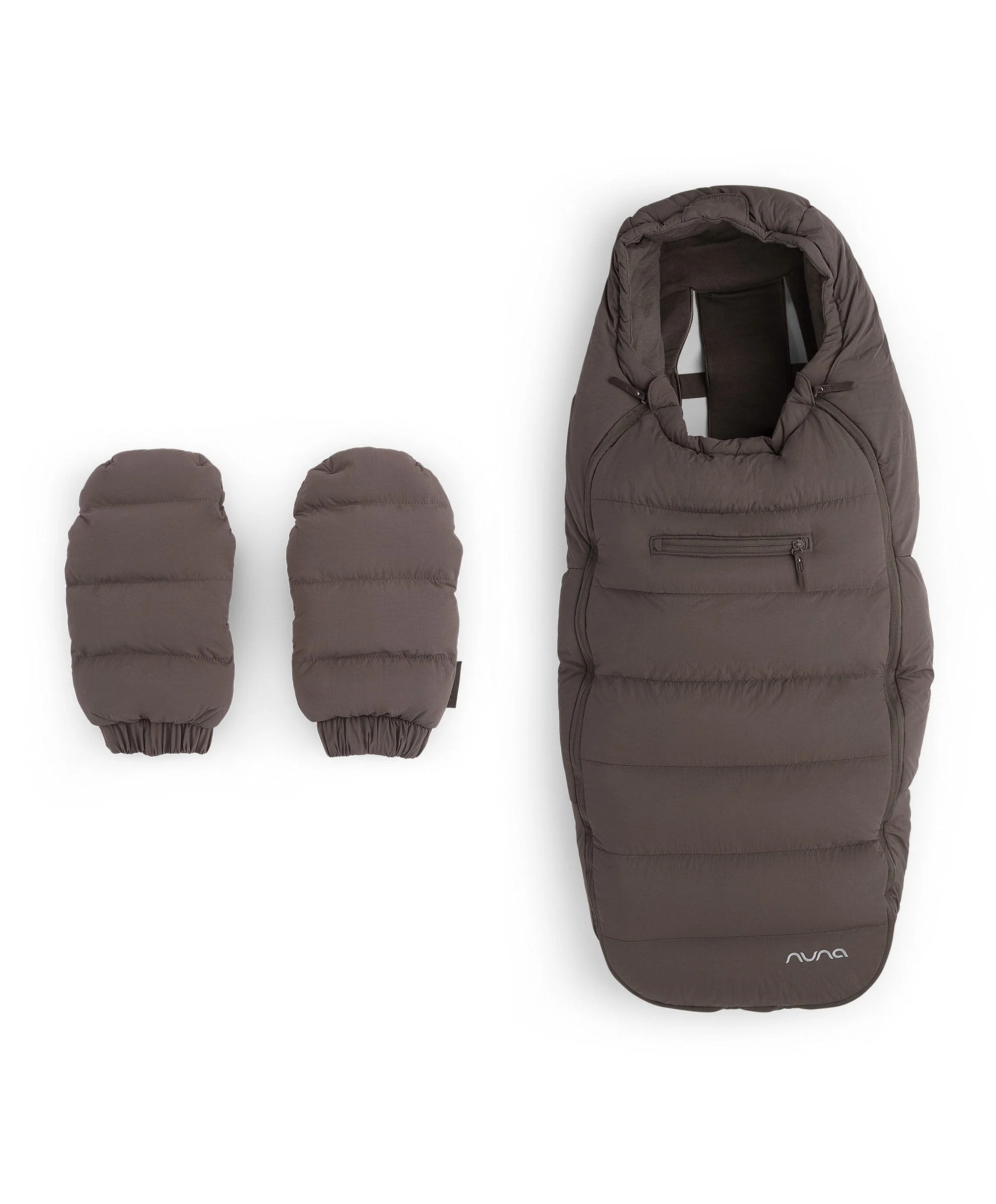 Nuna Winter Stroller Footmuff Set with Gloves & Bag - Chestnut