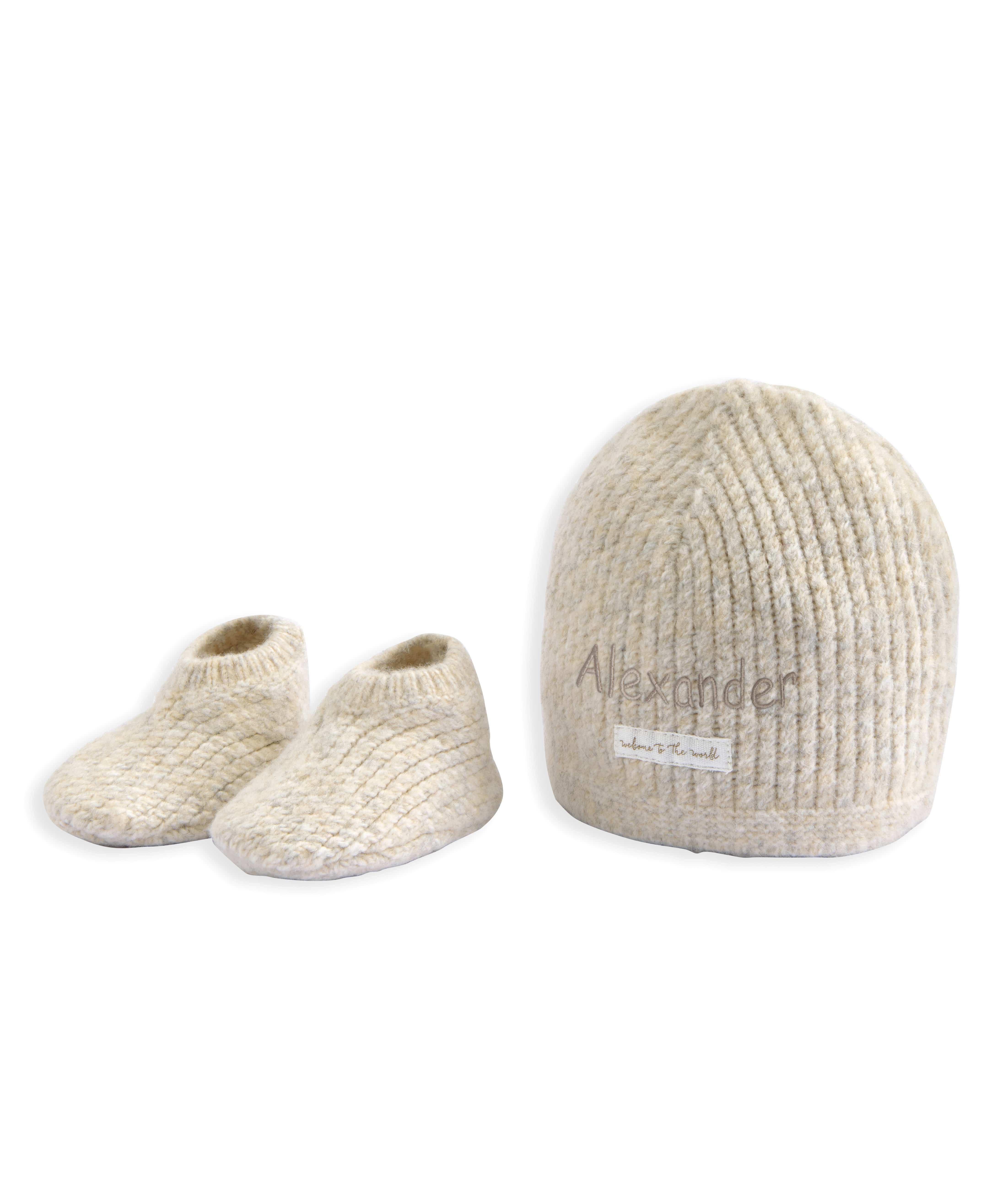 Waffle Knit Hat & Booties Set  (2 Pieces) - Oatmeal - Image 3