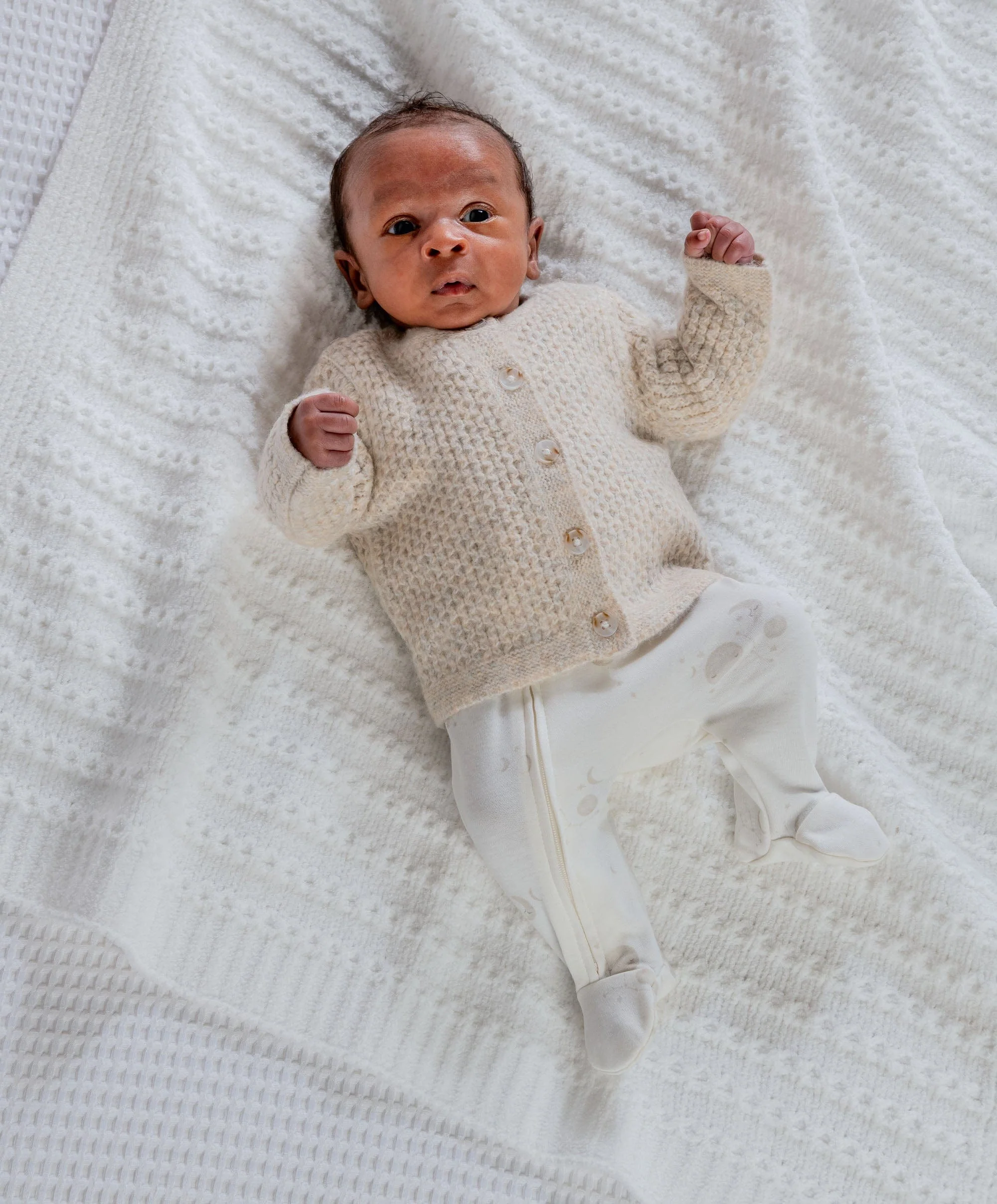 Knitted Cardigan with Button Fastening - Oatmeal - Image 2