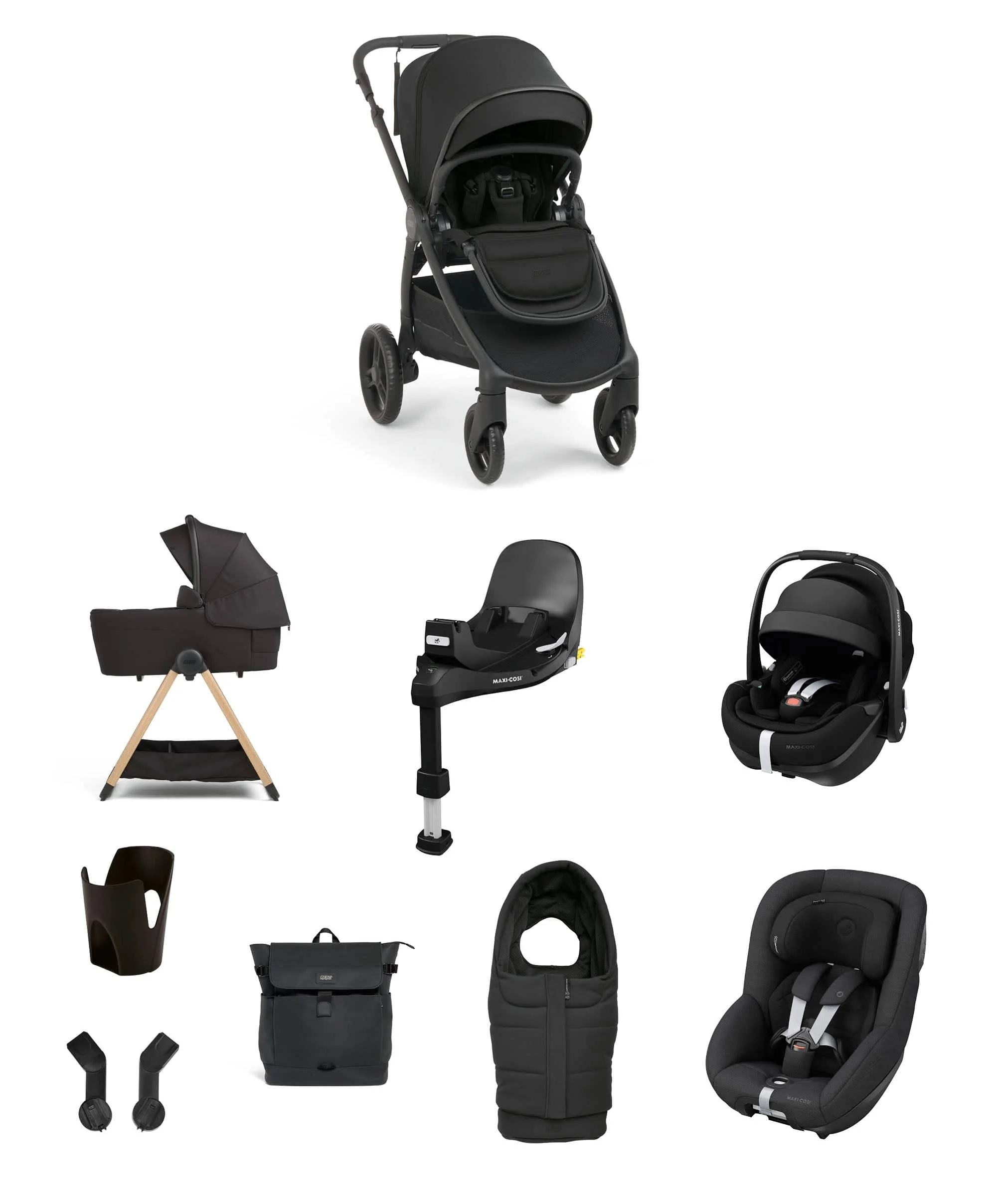 Ocarro 2 Pushchair Baby to Toddler Travel Bundle with Maxi-Cosi Pebble 360 Pro2 & Pearl 360 Pro (10 Pieces) – Eclipse
