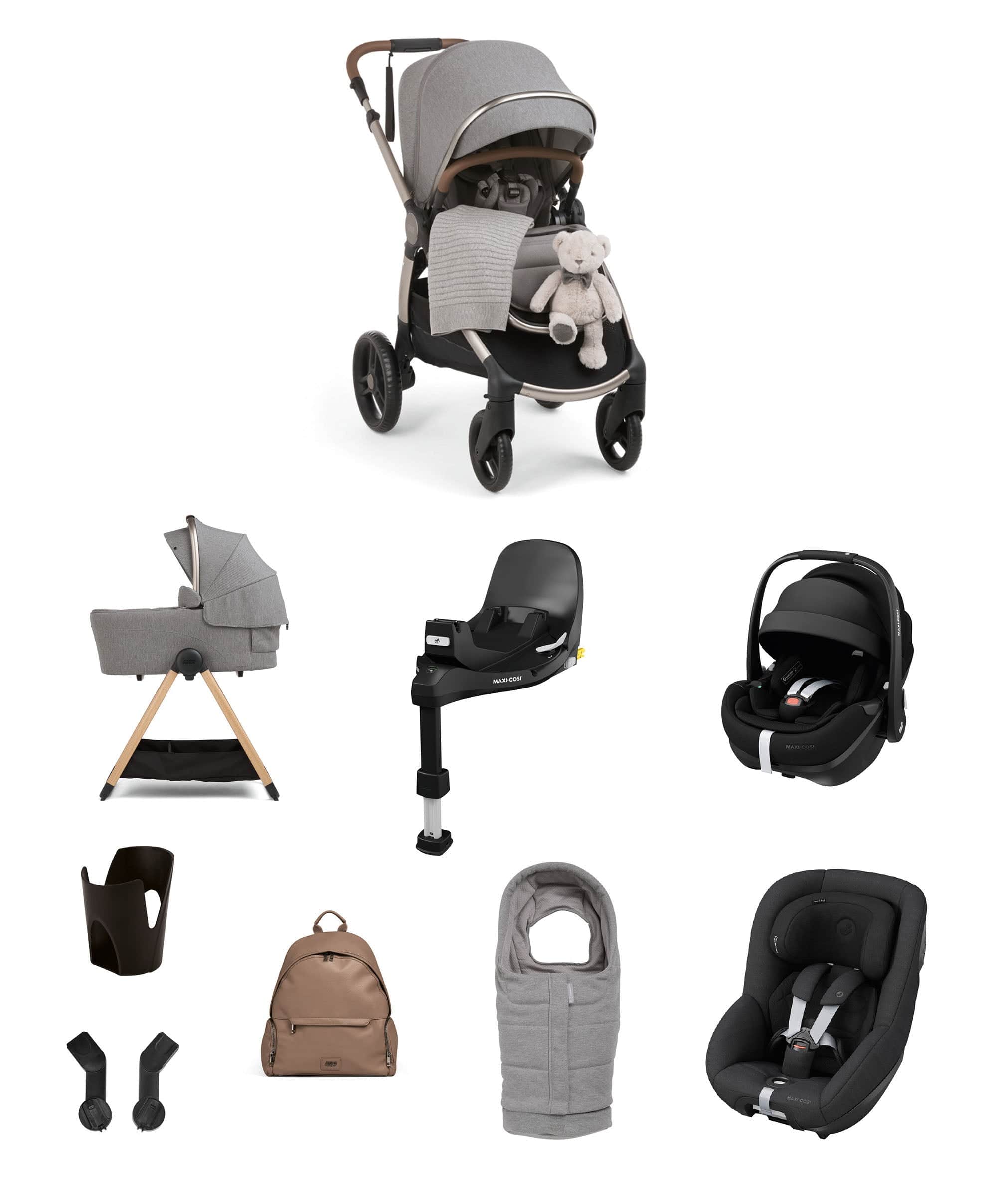 Ocarro 2 Pushchair Baby to Toddler Travel Bundle with Maxi-Cosi Pebble 360 Pro2 & Pearl 360 Pro (12 Pieces) – Heritage