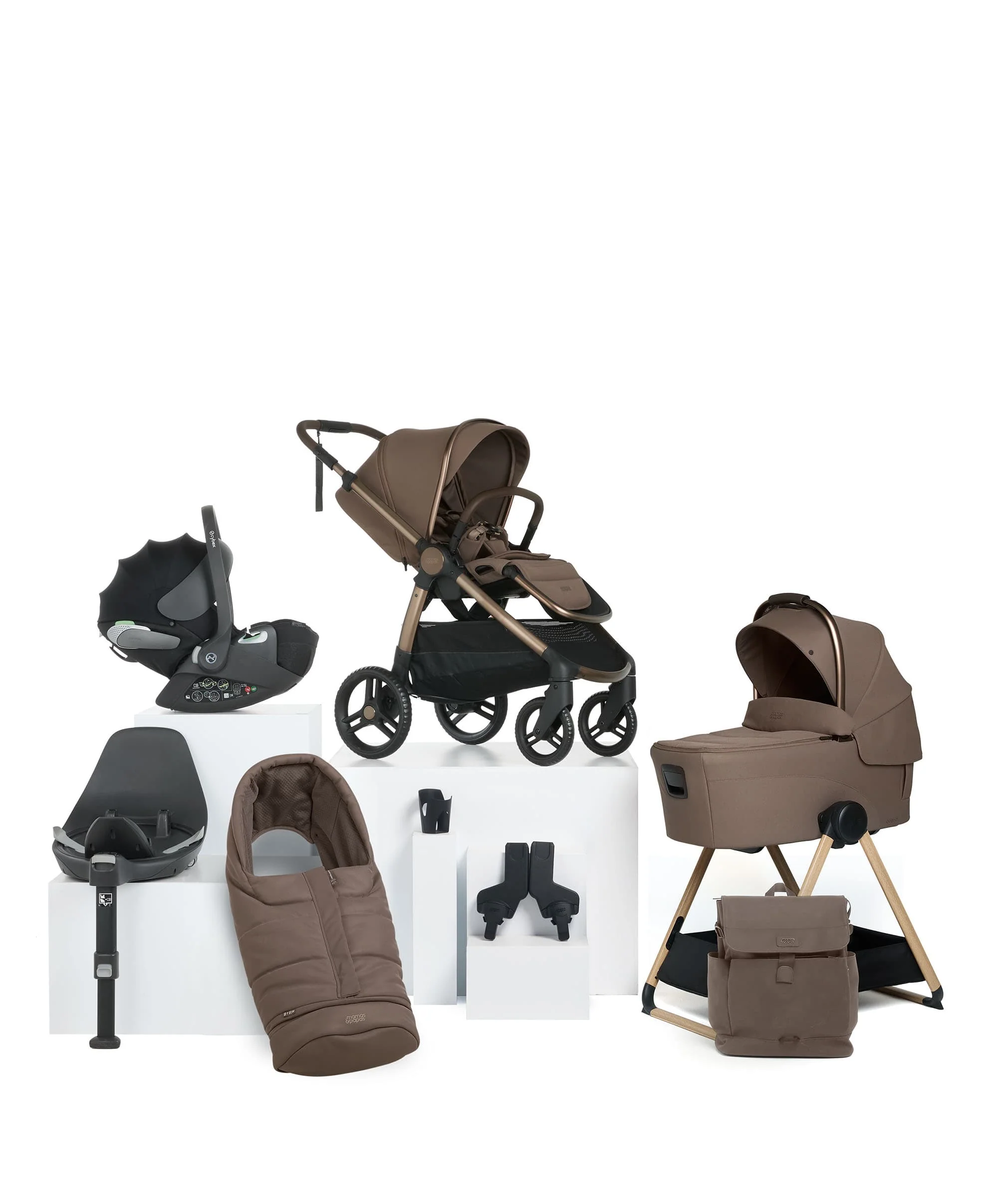 Ocarro 2 Complete Pushchair Bundle with Cybex Cloud T i-Size Rotating Baby Car Seat & Base - (9 Pieces) - Crema