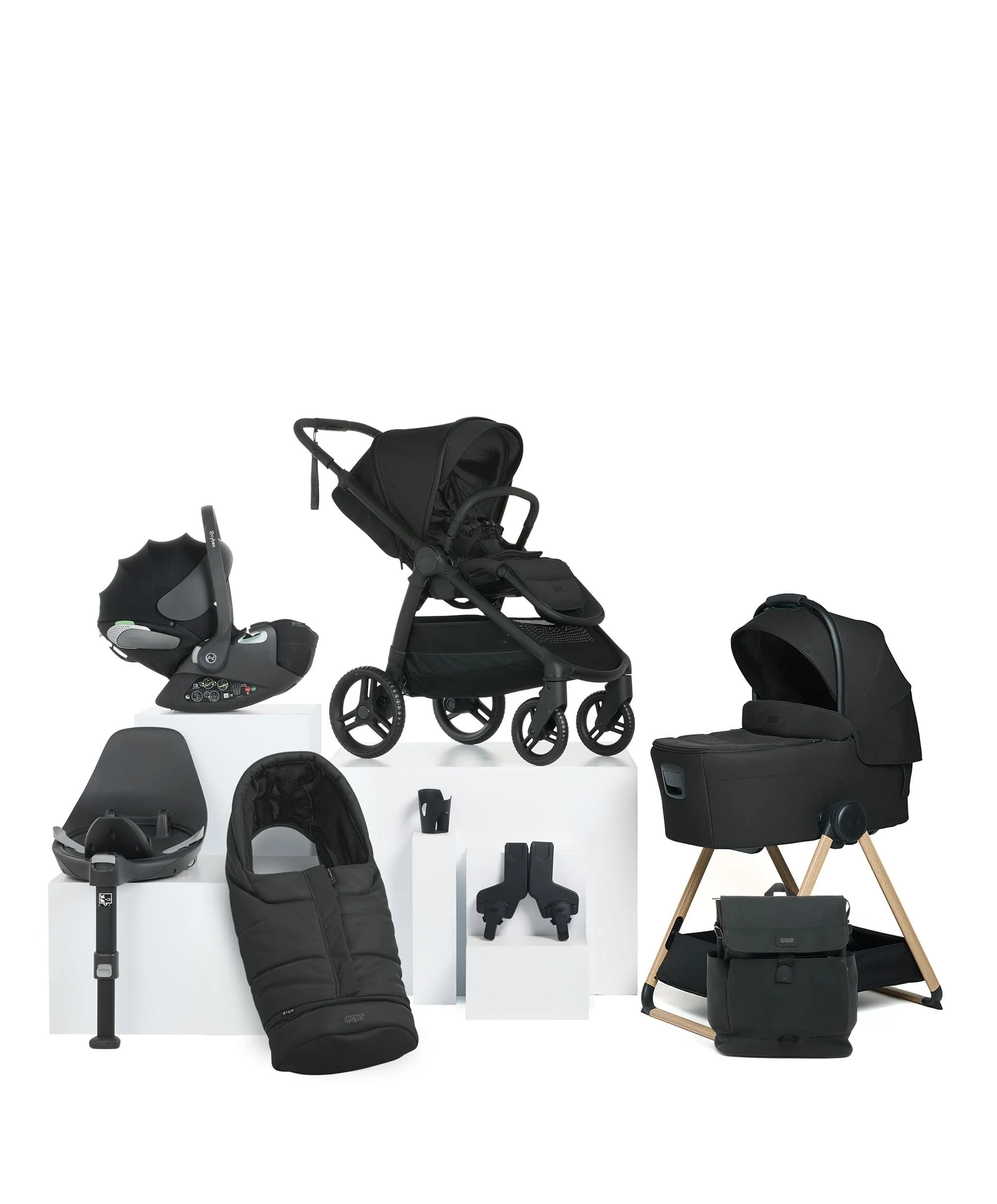 Ocarro 2 Complete Pushchair Bundle with Cybex Cloud T i-Size Rotating Baby Car Seat & Base - (9 Pieces) - Eclipse