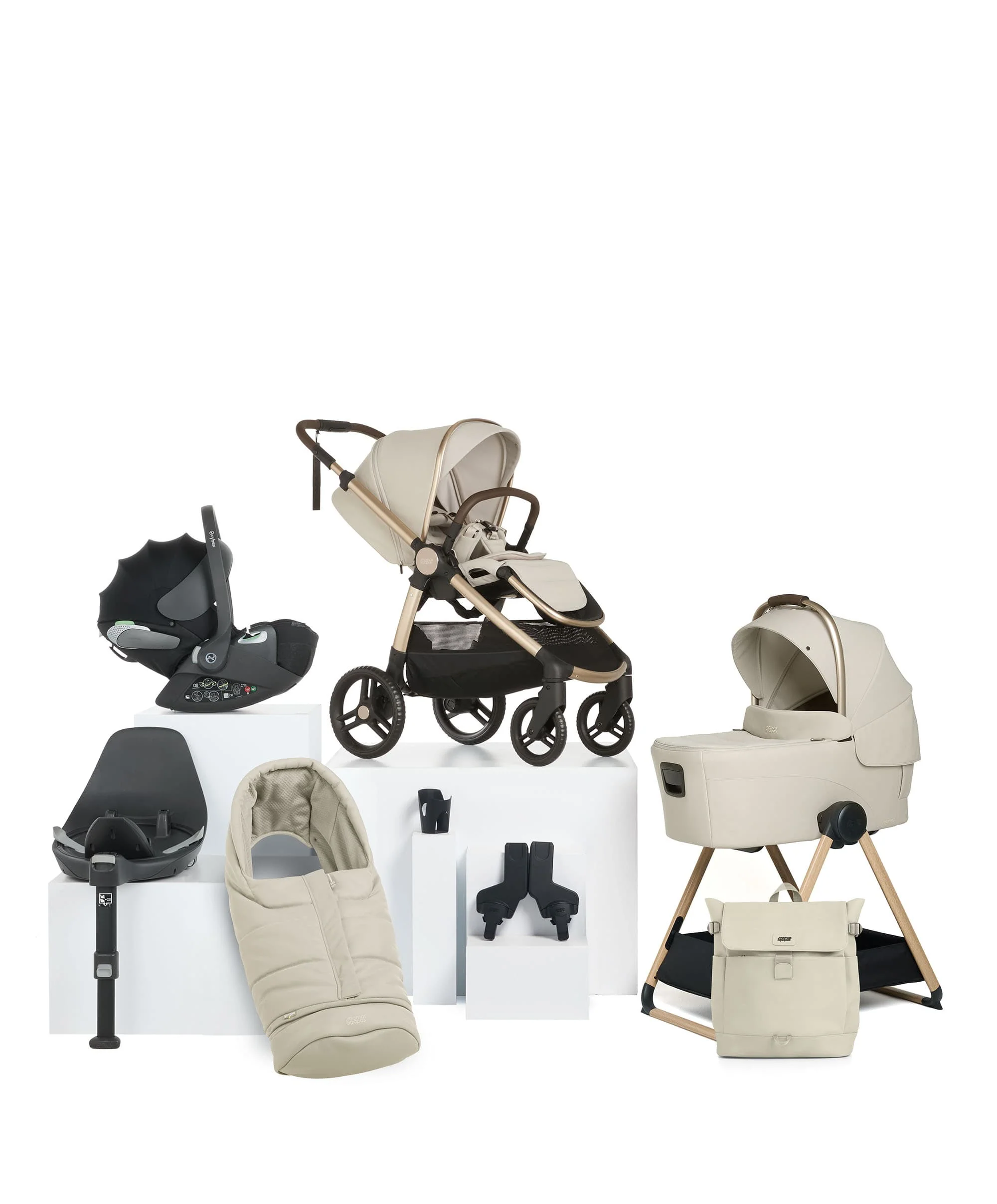 Ocarro 2 Complete Pushchair Bundle with Cybex Cloud T i-Size Rotating Baby Car Seat & Base - (9 Pieces) - Shell