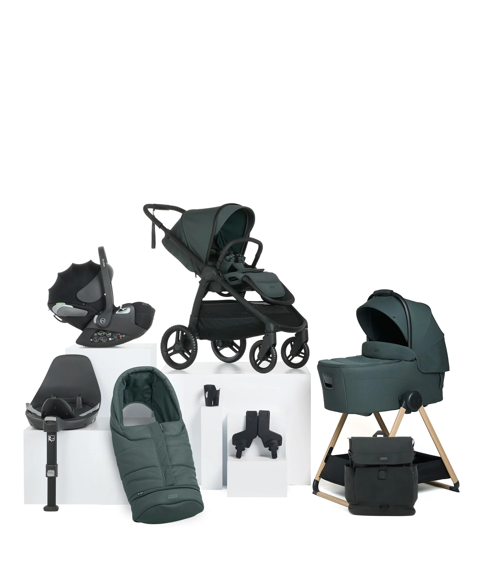 Ocarro 2 Complete Pushchair Bundle with Cybex Cloud T i-Size Rotating Baby Car Seat & Base - (9 Pieces) - Teal