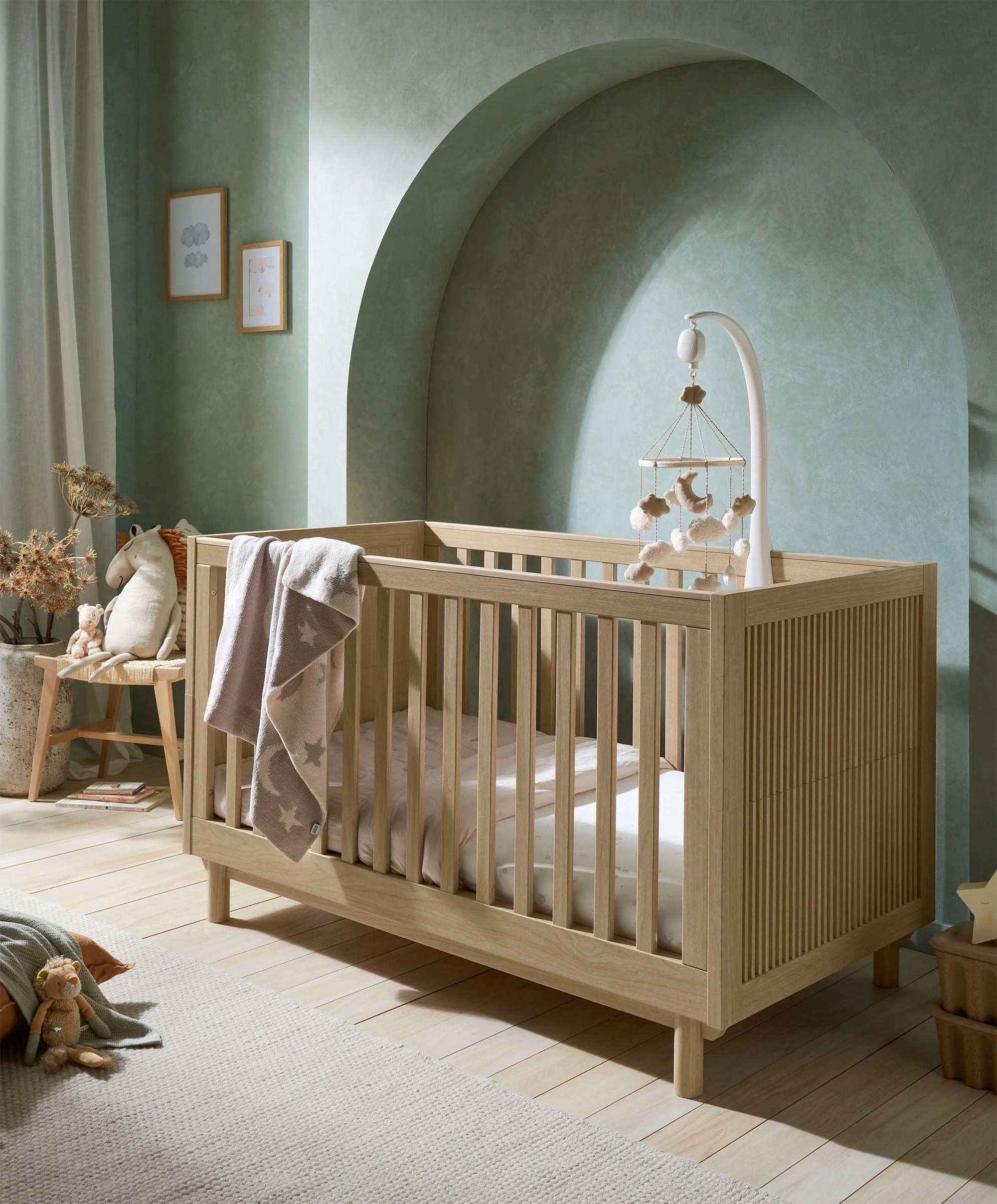 Oska Cotbed & Premium Pocket Spring Cotbed Mattress Bundle - Oak - Image 2