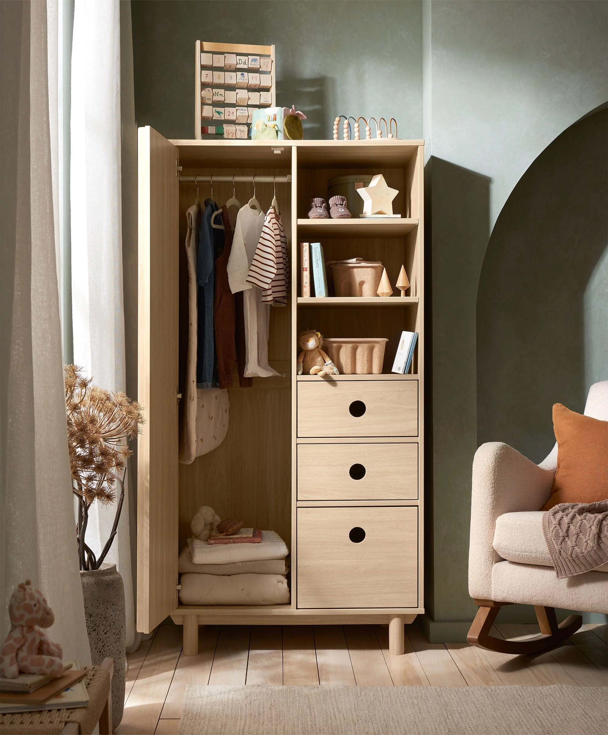 Oska Wardrobe - Oak - Image 4