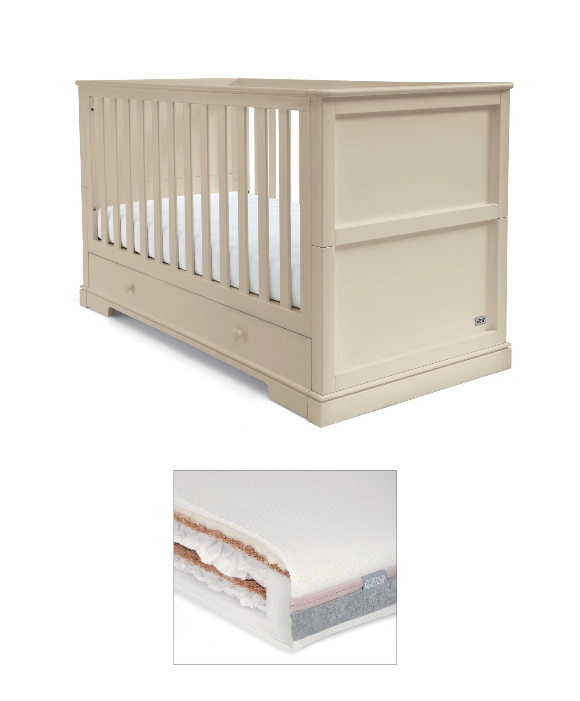 Oxford Cotbed & Luxury Hybrid Twin Cotbed Mattress - Cashmere