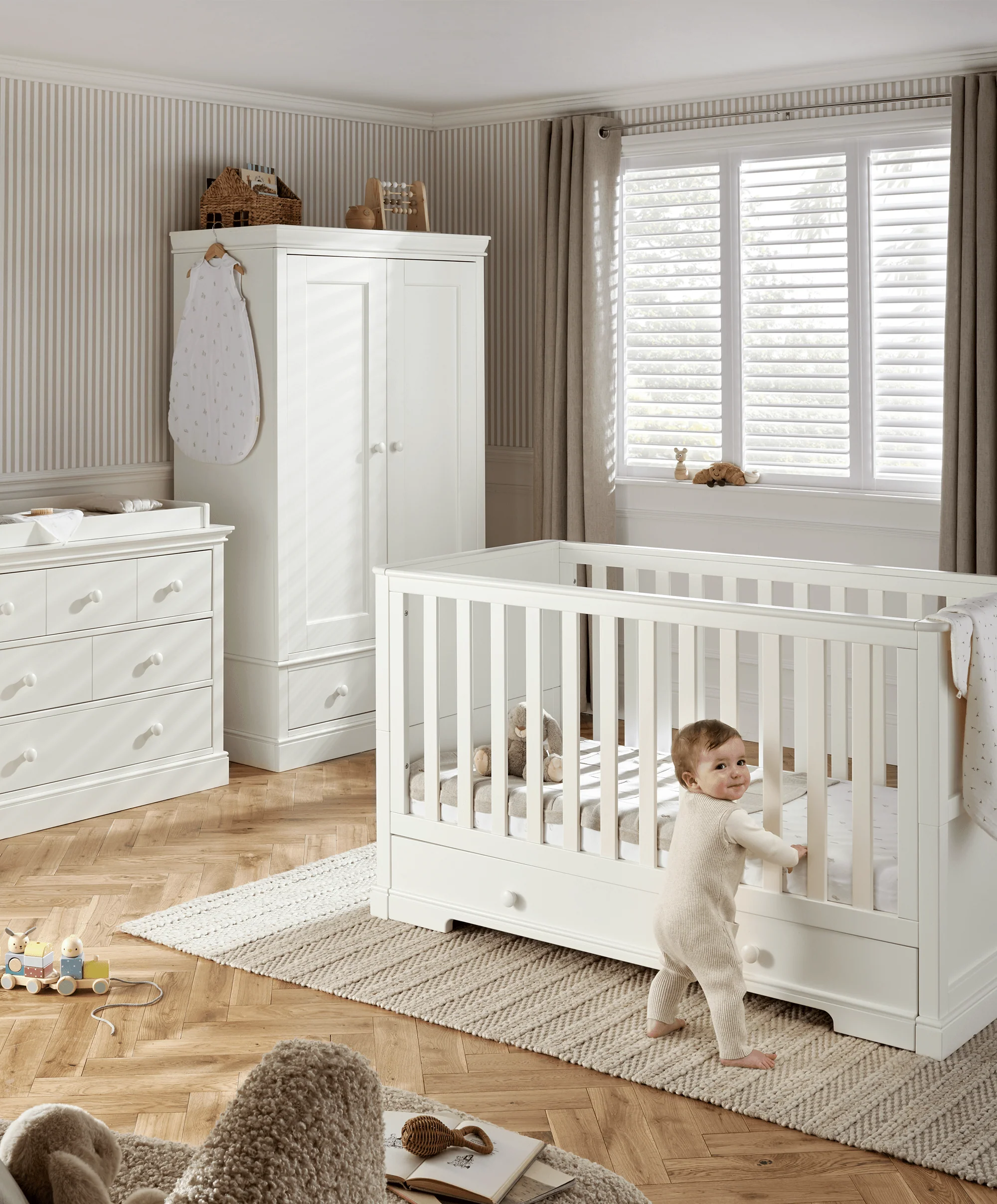 Oxford Nursery Bundle with Lua Bedside Crib (6 Piece) – White - Image 2