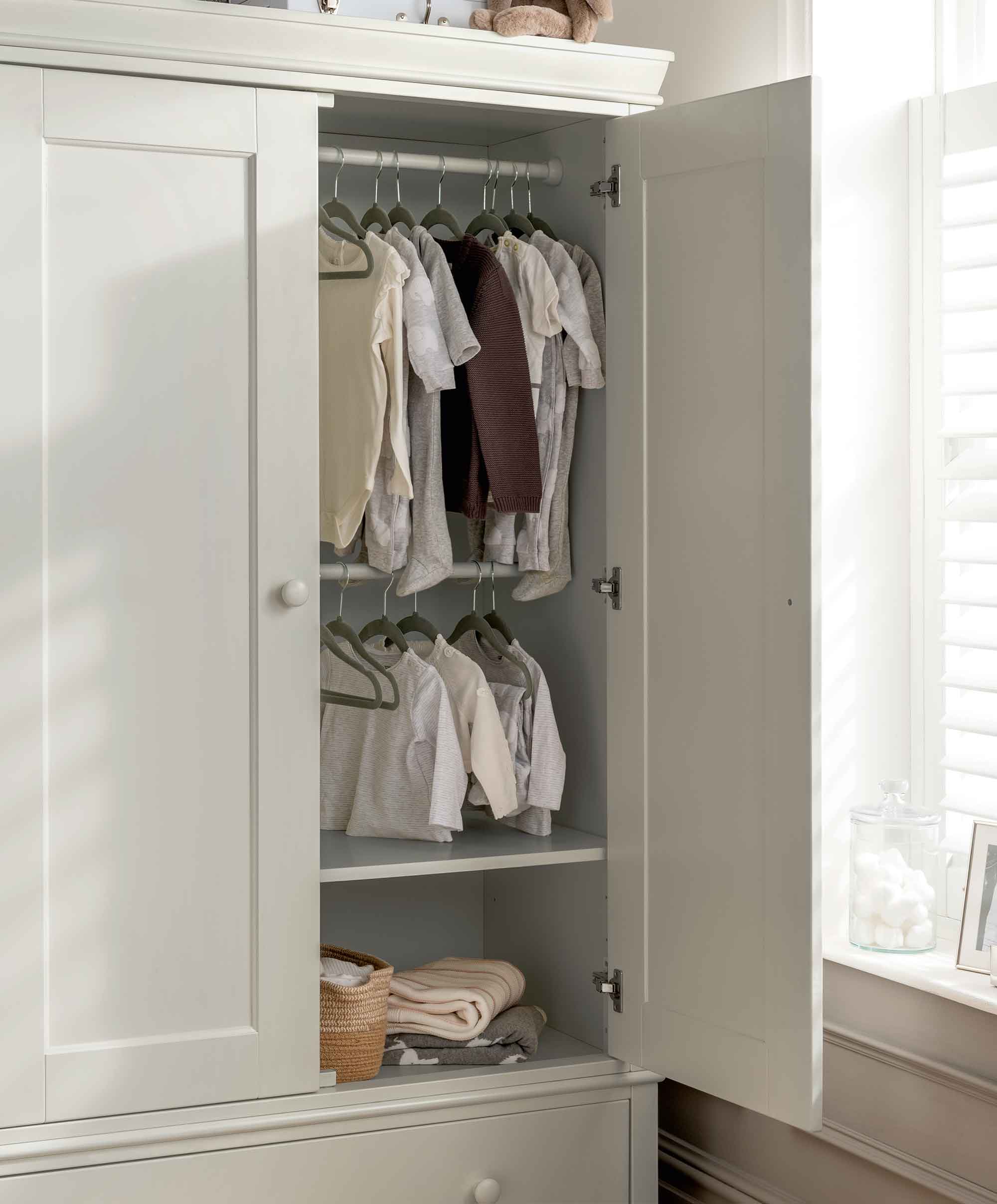 Oxford 2 Piece Nursery Furniture Set with Cotbed and Wardrobe - Stone Grey - Image 4