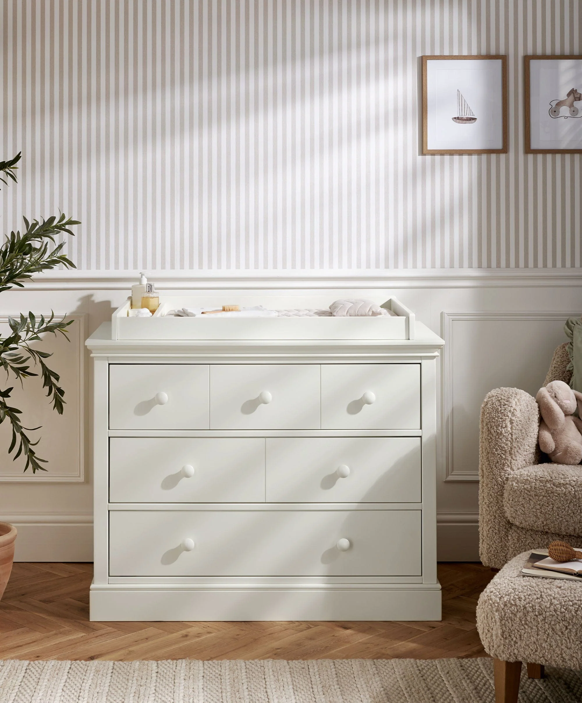Oxford 2 Piece Cotbed Set with Dresser Changer - White - Image 6