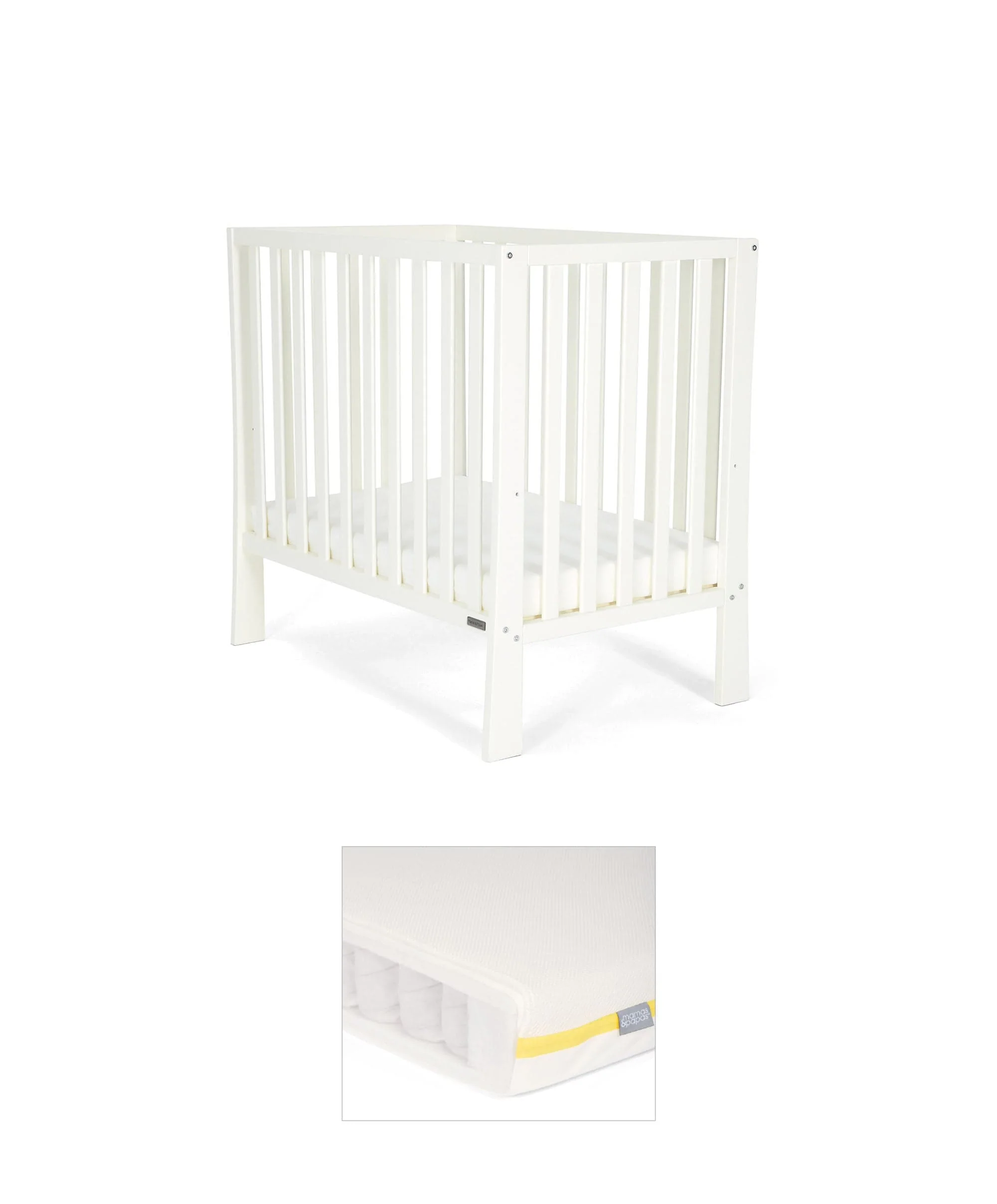 Petite Cot Bundle with Essential Pocket Spring Mattress - Pure White