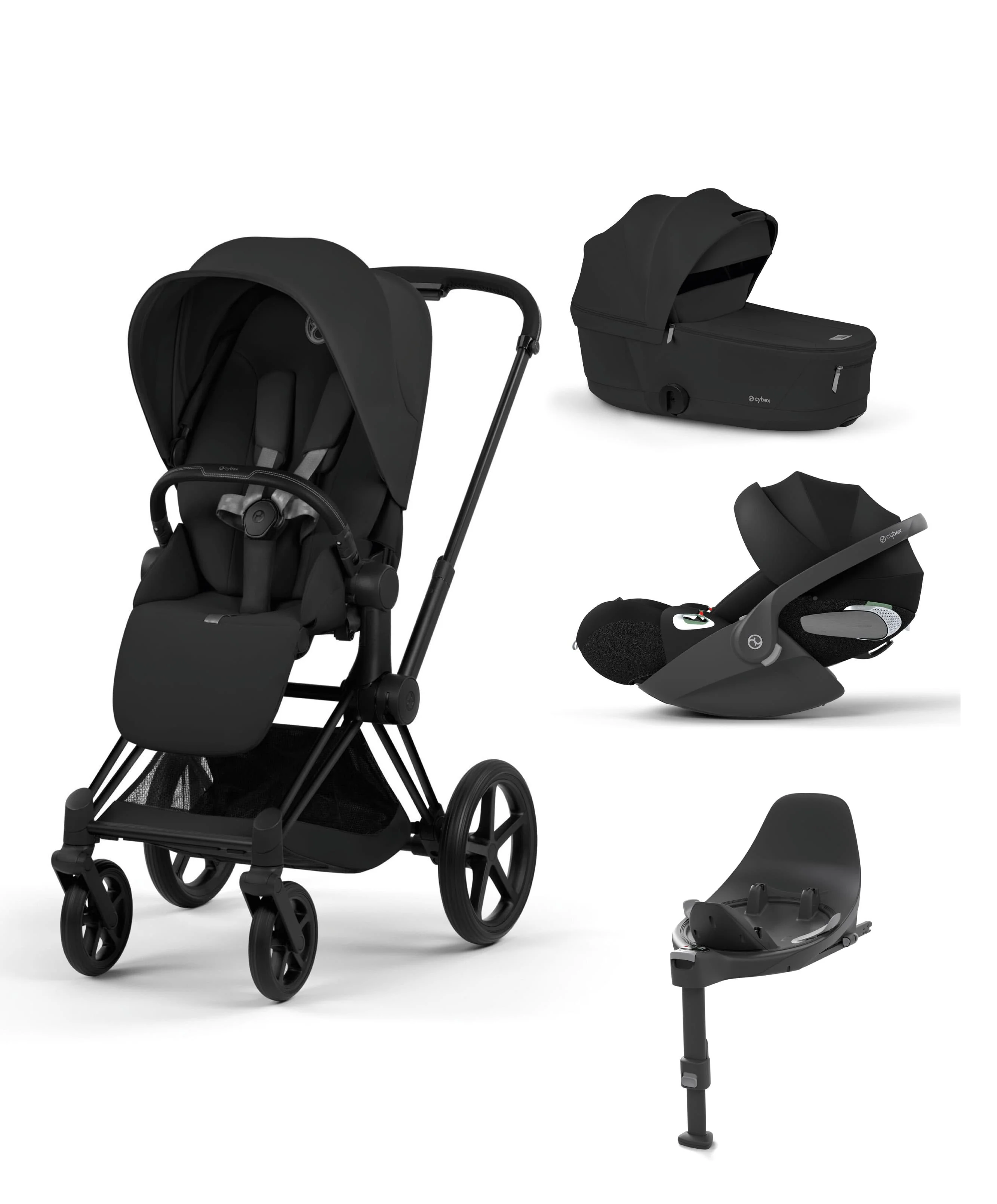 Cybex Priam Pushchair & Carrycot Bundle with Cybex Cloud T i-Size Rotating Baby Car Seat & Base - Sepia Black