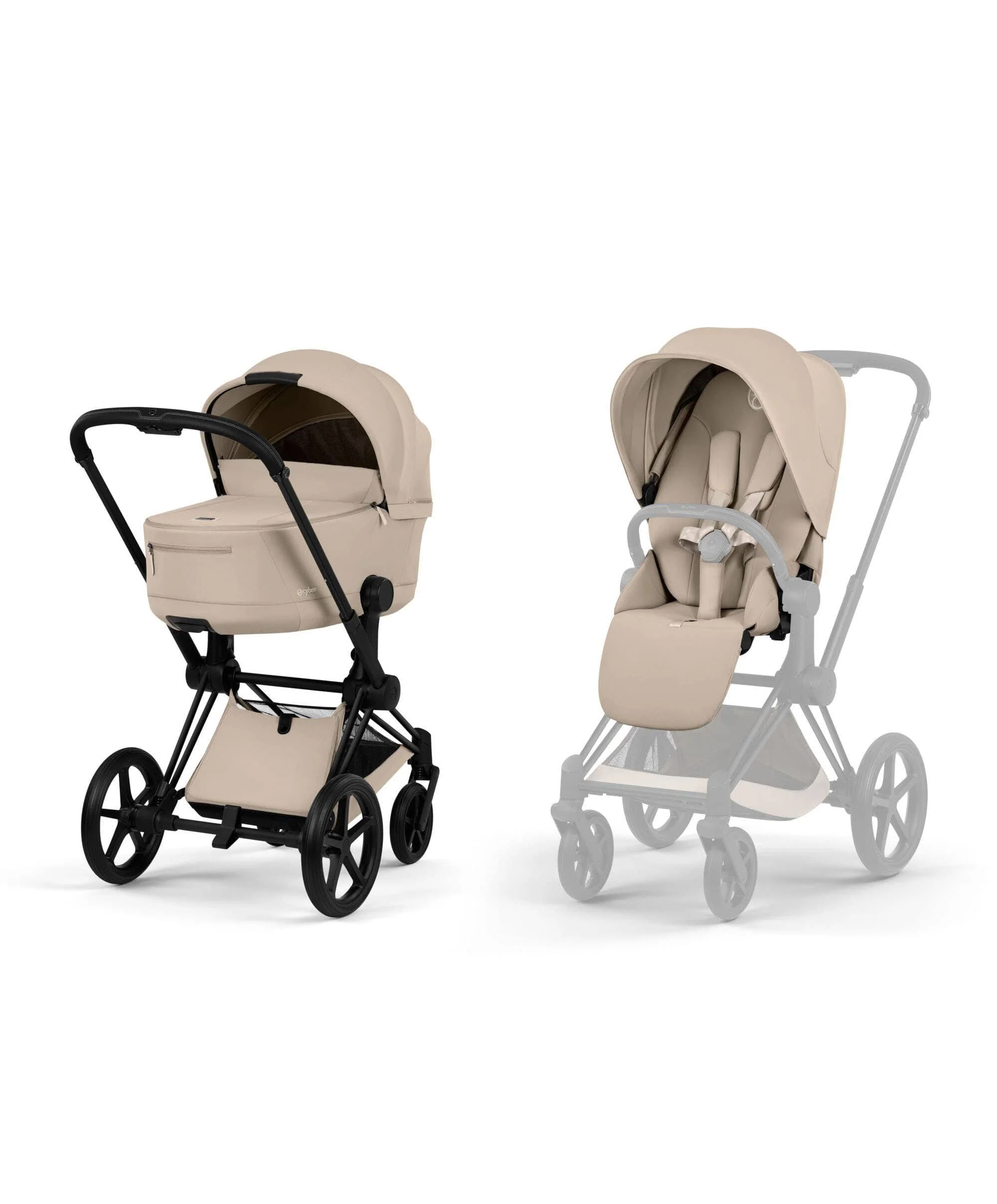 Cybex Priam Pushchair & Carry Cot Bundle With Cybex Cloud T Plus Car Seat & Base - Cozy Beige - Image 8