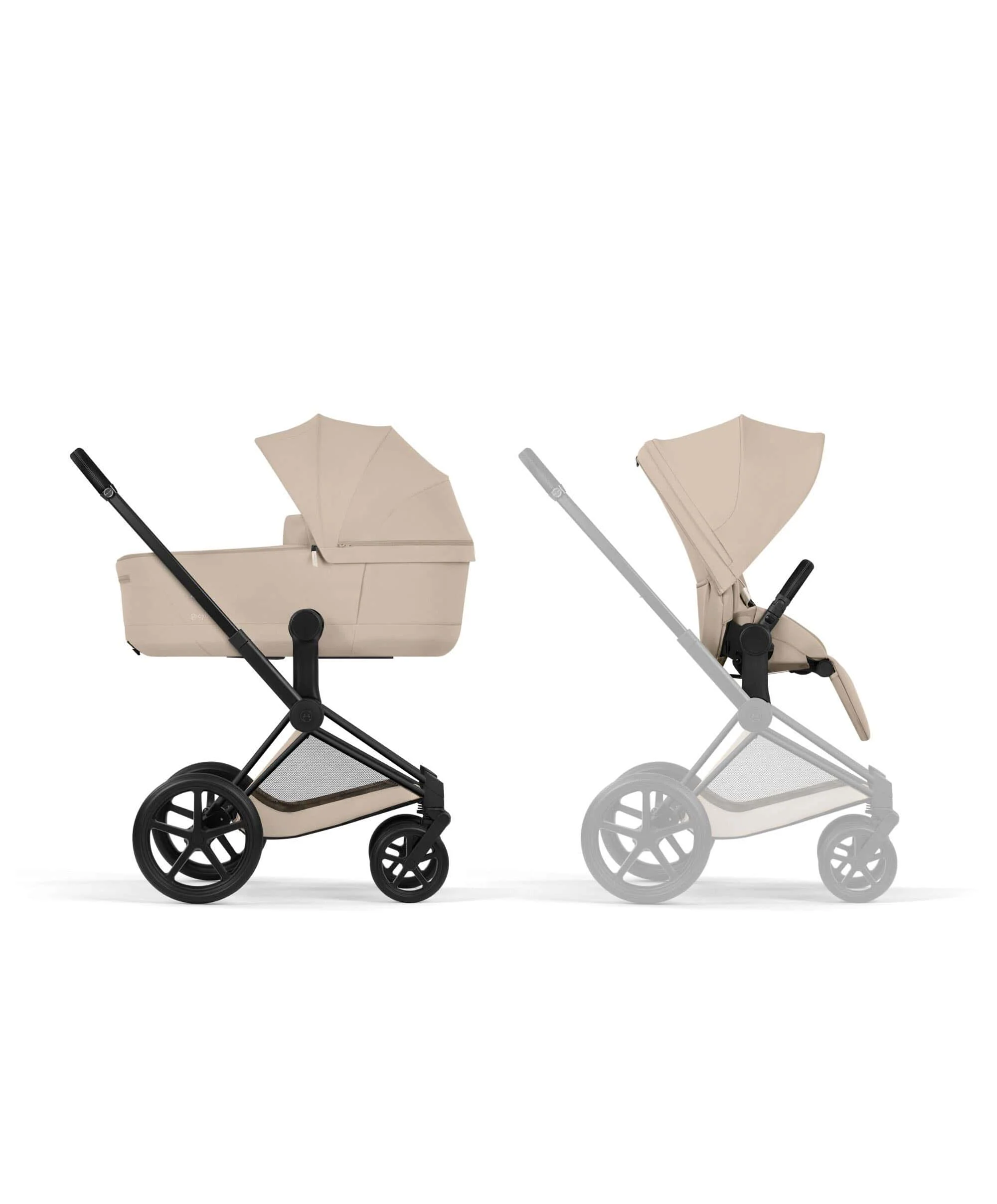 Cybex Priam Ultimate Pushchair Bundle With Cybex Cloud T Plus & Cybex Sirona T I-Size Plus Car Seat & Base - Black/Cozy Beige - Image 7