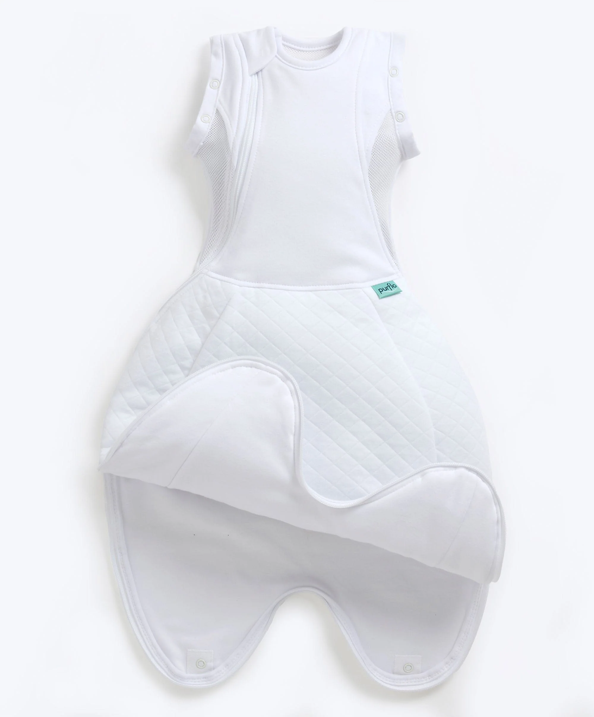 Purflo Swaddle to Sleepbag 0-4 Months (2.5 Tog) - White - Image 2