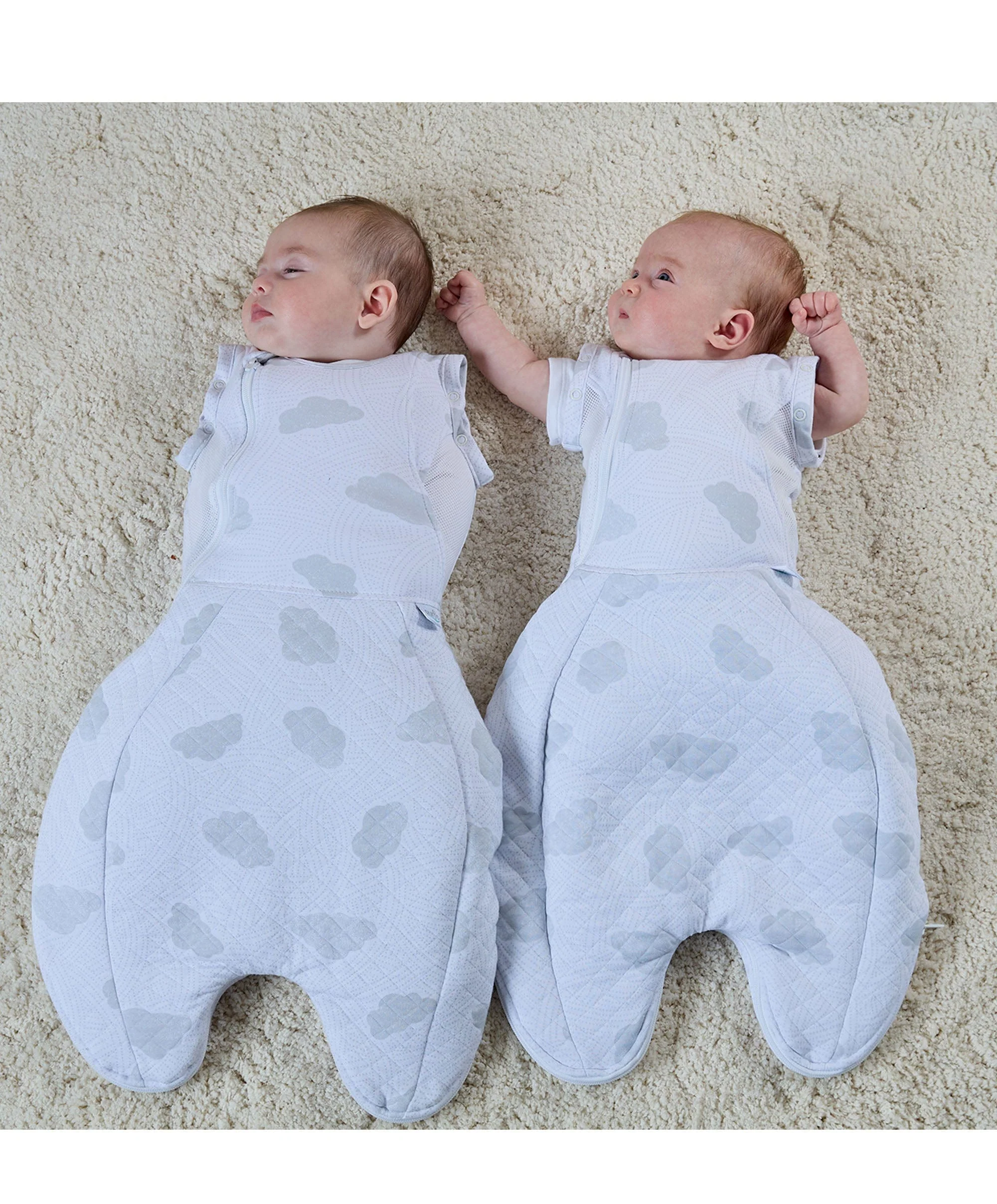 Purflo Swaddle to Sleep Bag 0-4 Months (2.5 Tog) - Cotton Clouds - Image 2