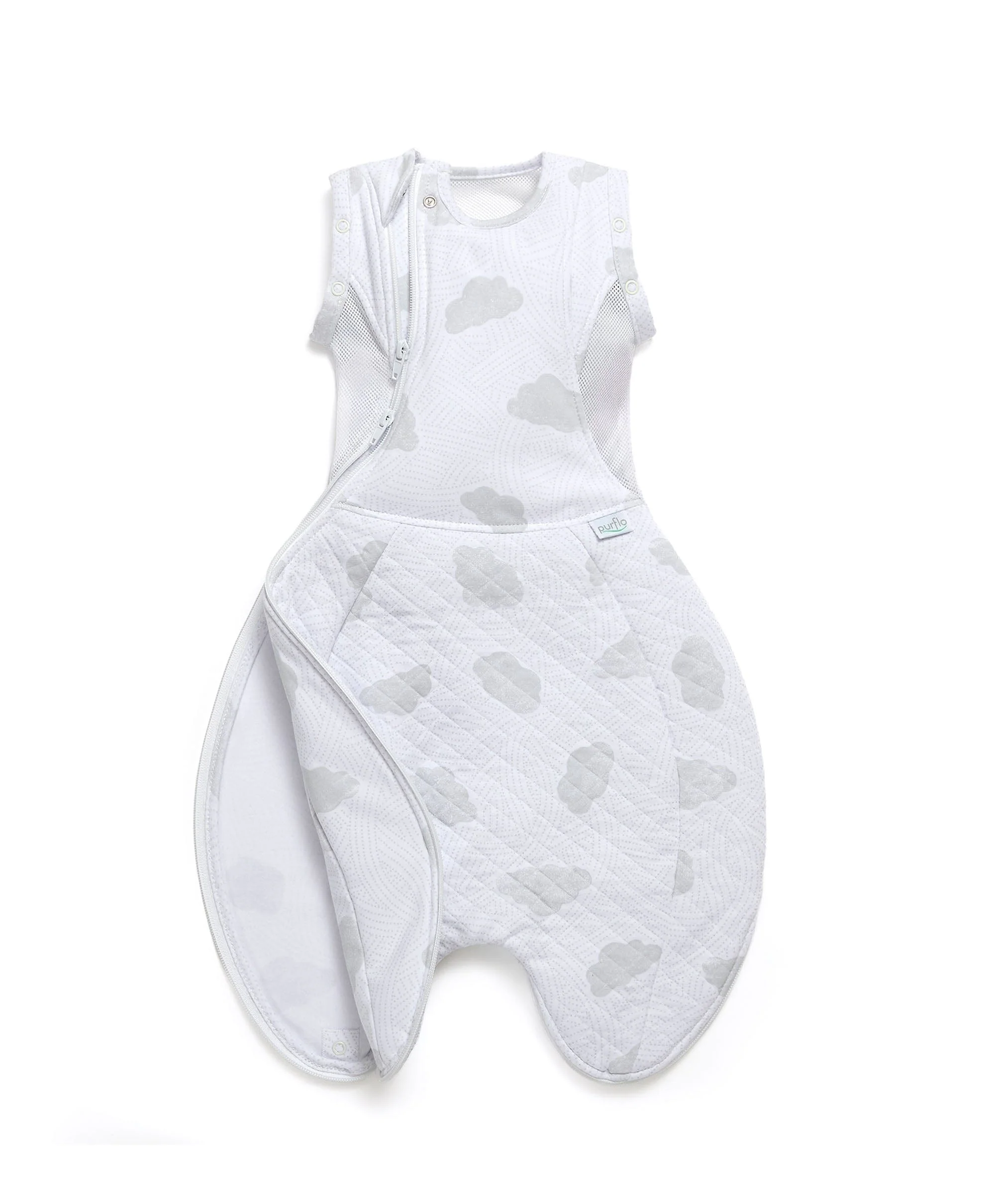 Purflo Swaddle to Sleep Bag 0-4 Months (2.5 Tog) - Cotton Clouds - Image 7