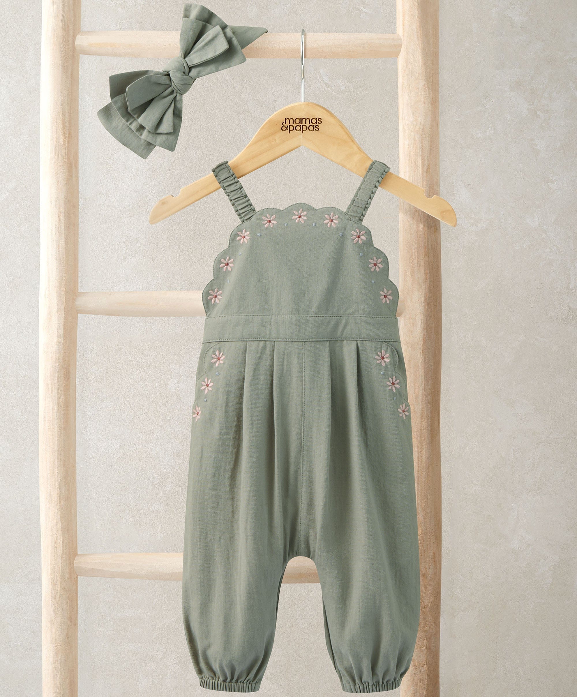 Scalloped Dungarees & Headband Set