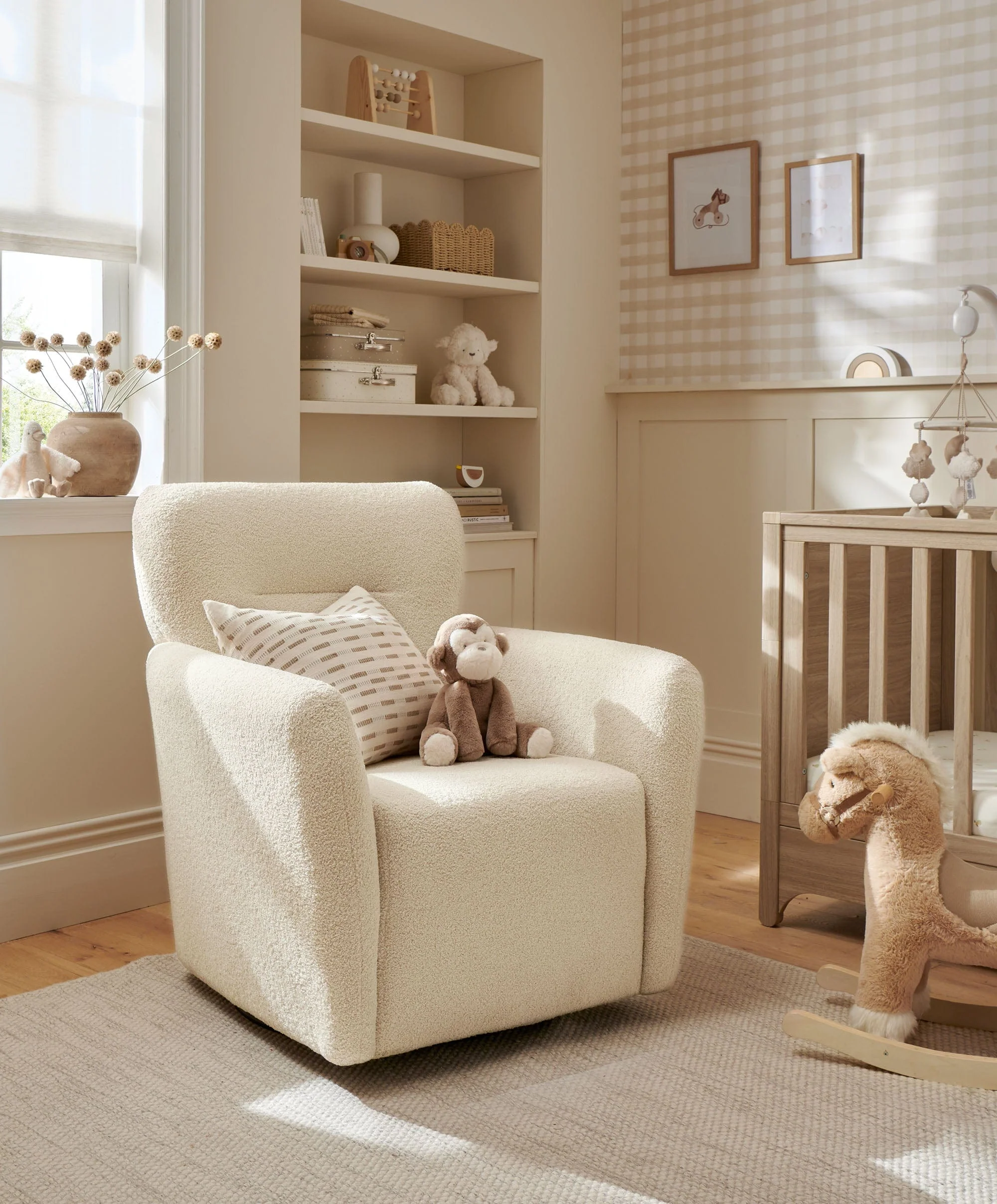 Settle Swivel Nursing Chair - Off White Boucle