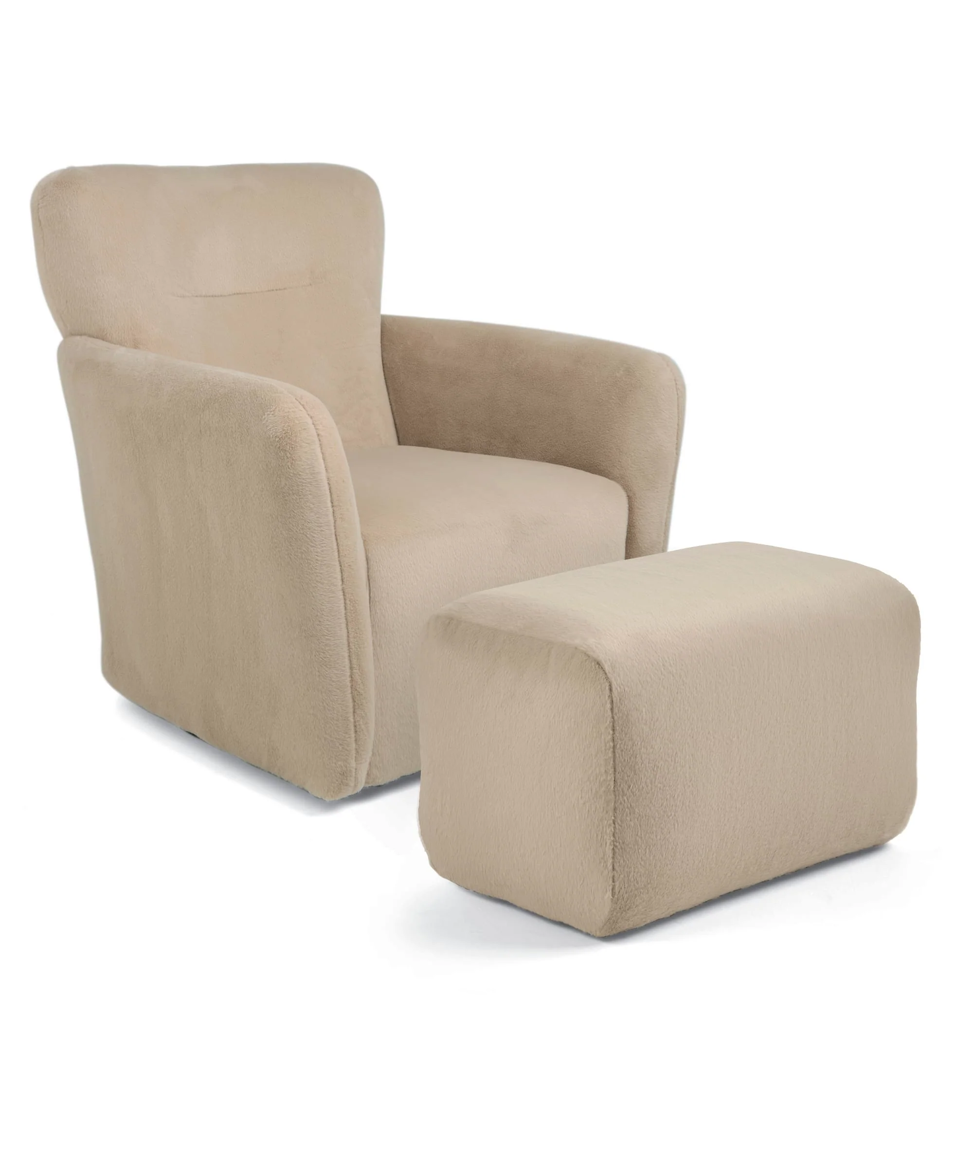 Settle Nursing Chair & Stool - Almond Sherpa