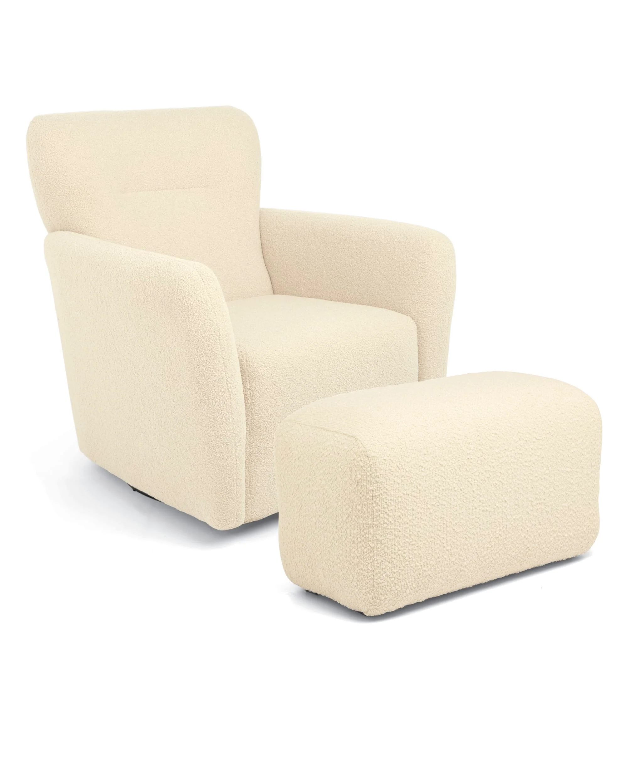 Settle Swivel Nursing Chair & Stool - Off White Boucle