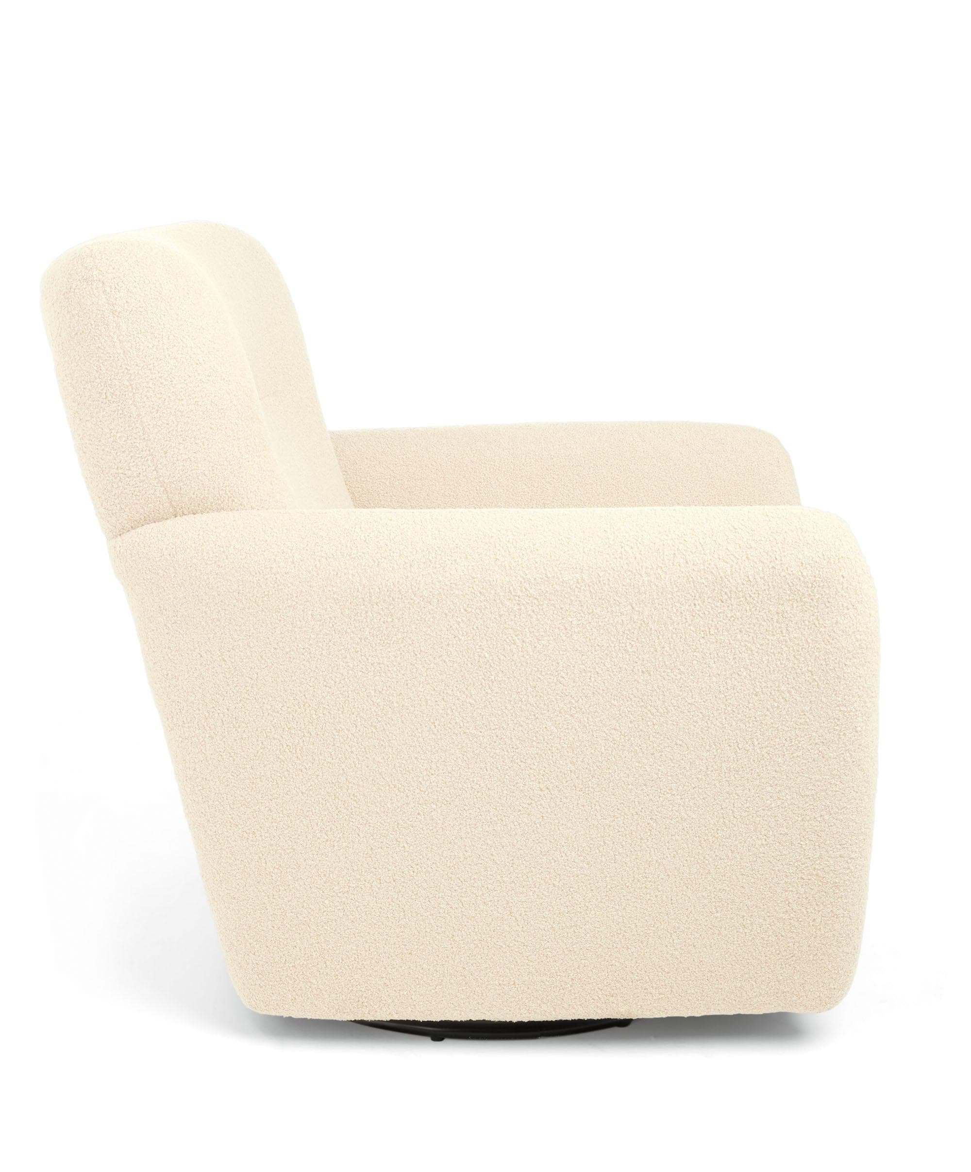 Settle Swivel Nursing Chair & Stool - Off White Boucle - Image 3