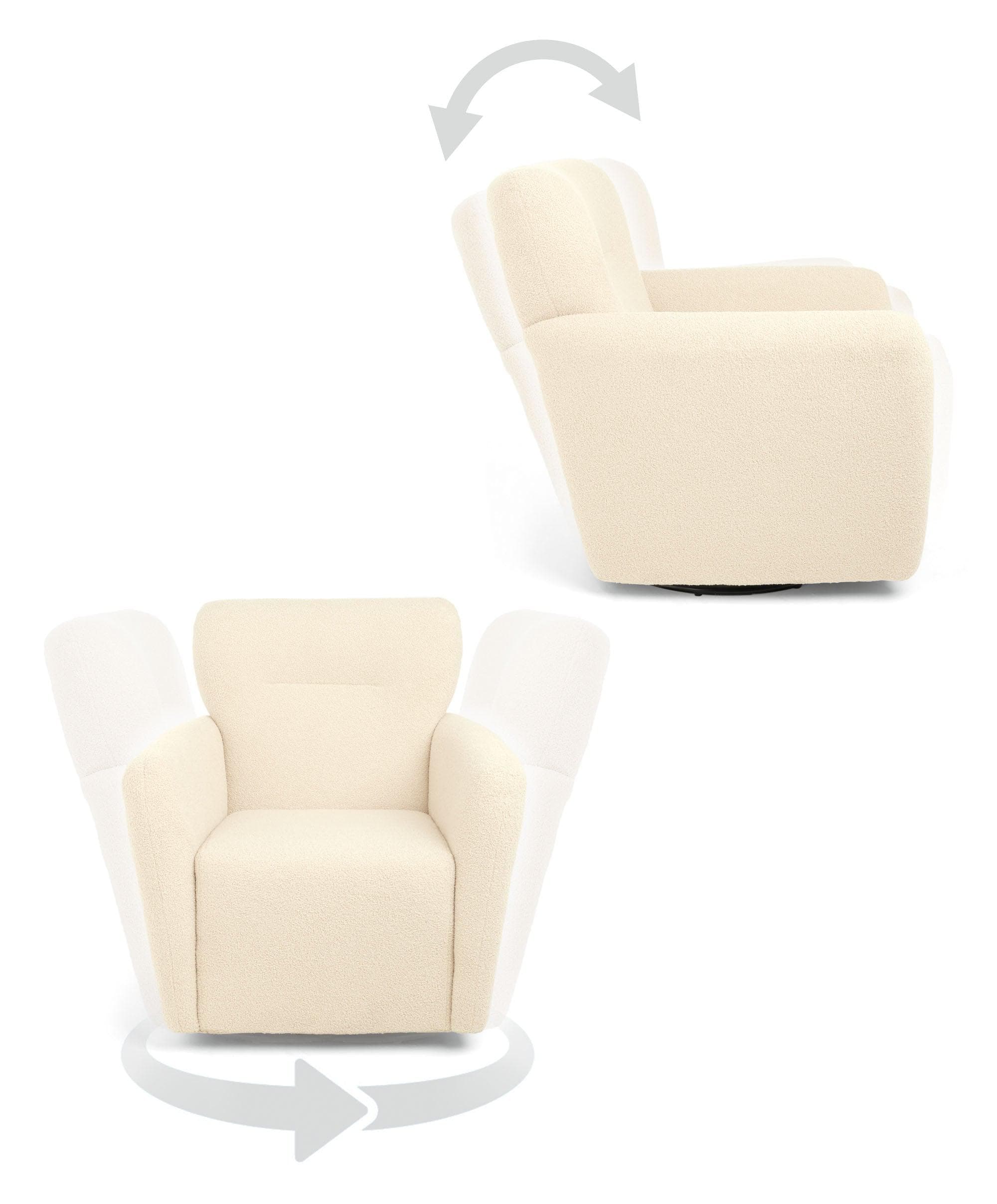 Settle Swivel Nursing Chair & Stool - Off White Boucle - Image 5