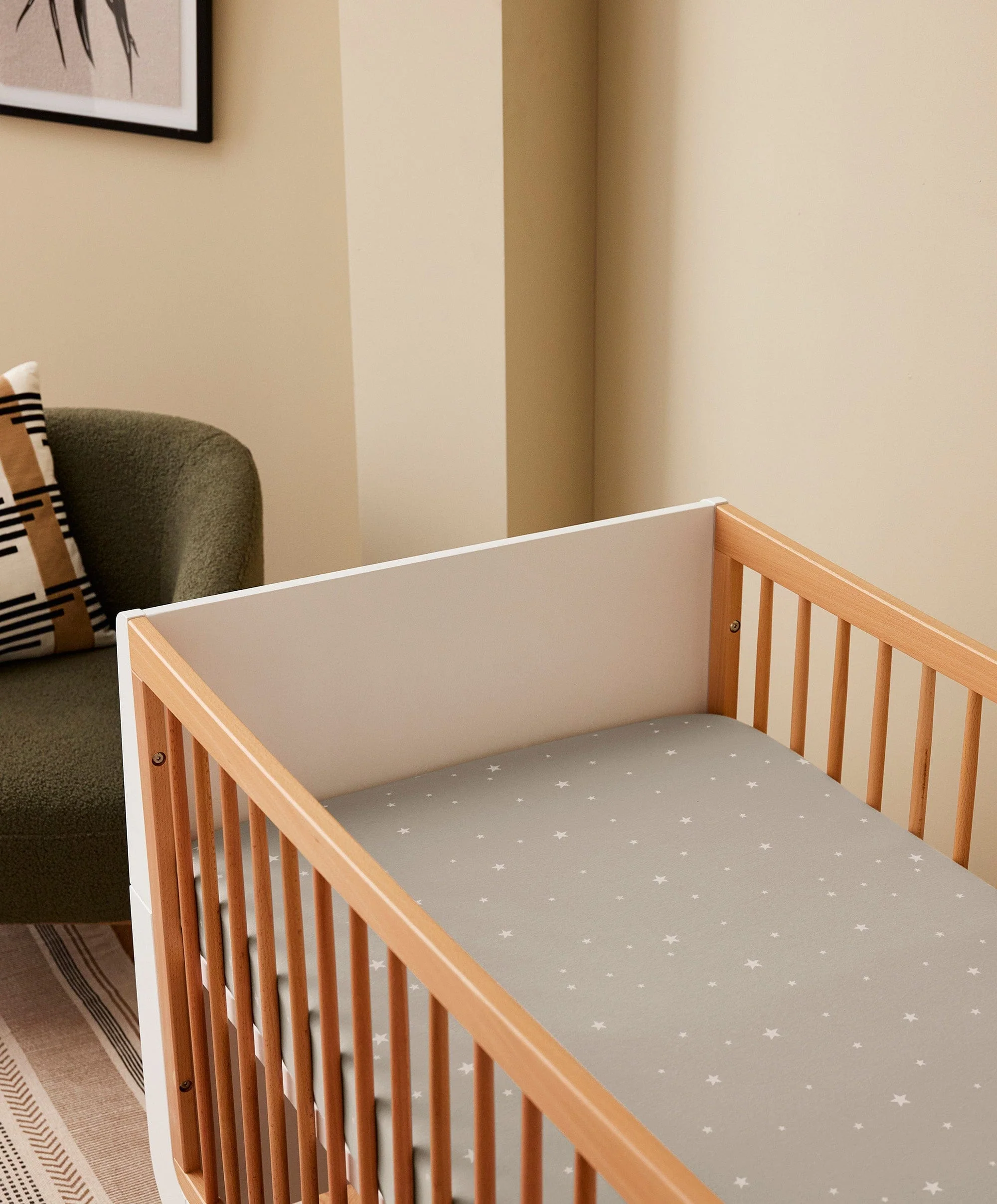 Snuz Twin Pack Cot & Cotbed Sheets - Grey Star - Image 2