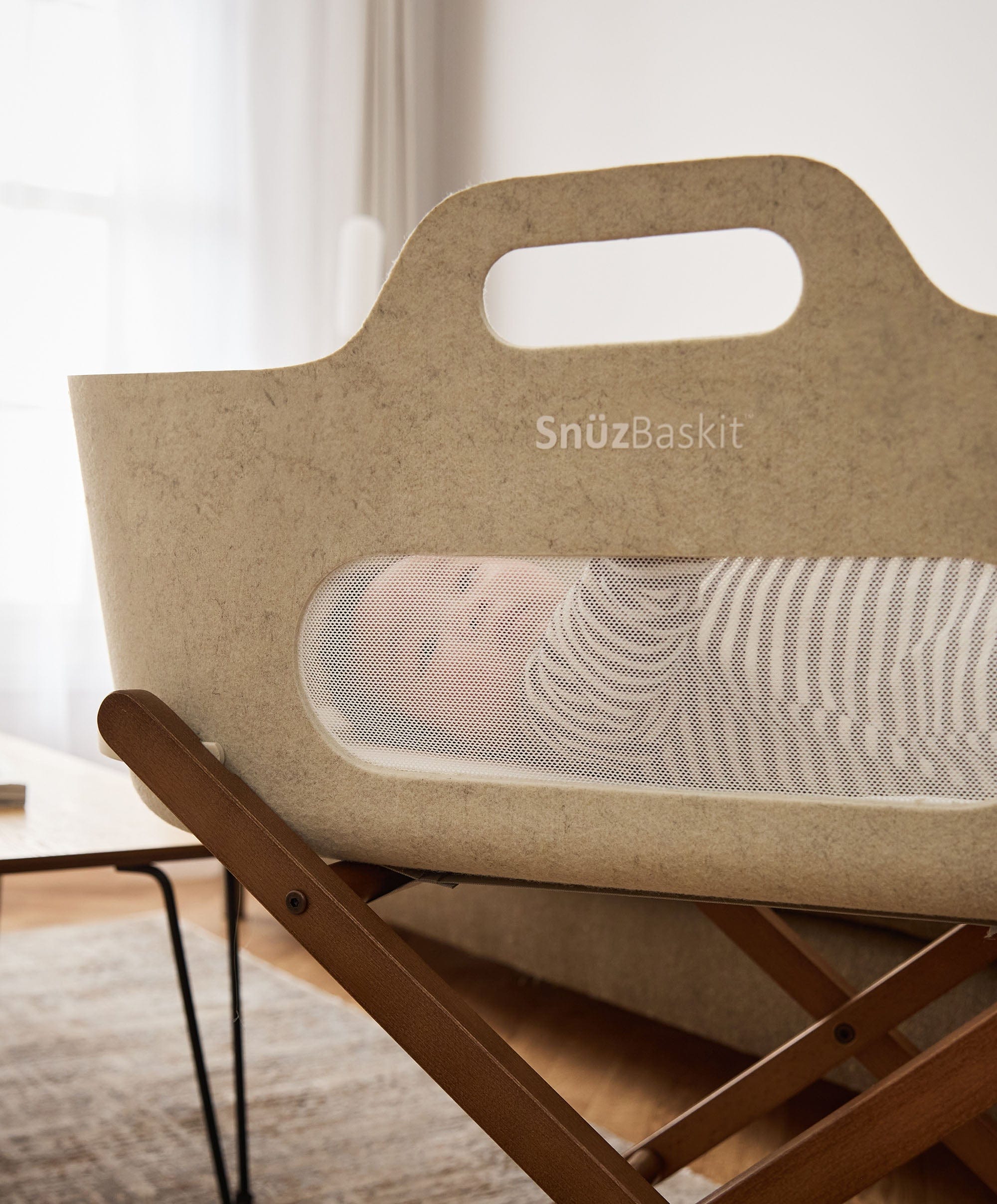SnuzBaskit Moses Basket & Stand - Barley/Walnut - Image 3