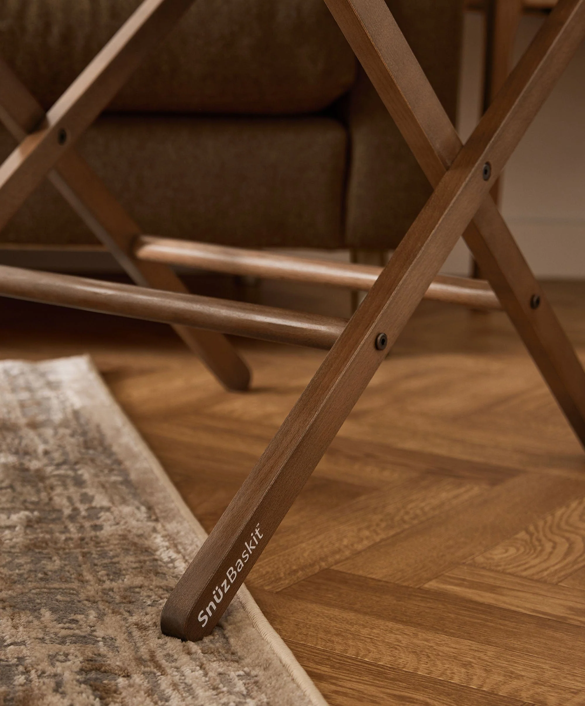 SnuzBaskit Moses Basket & Stand - Barley/Walnut - Image 4