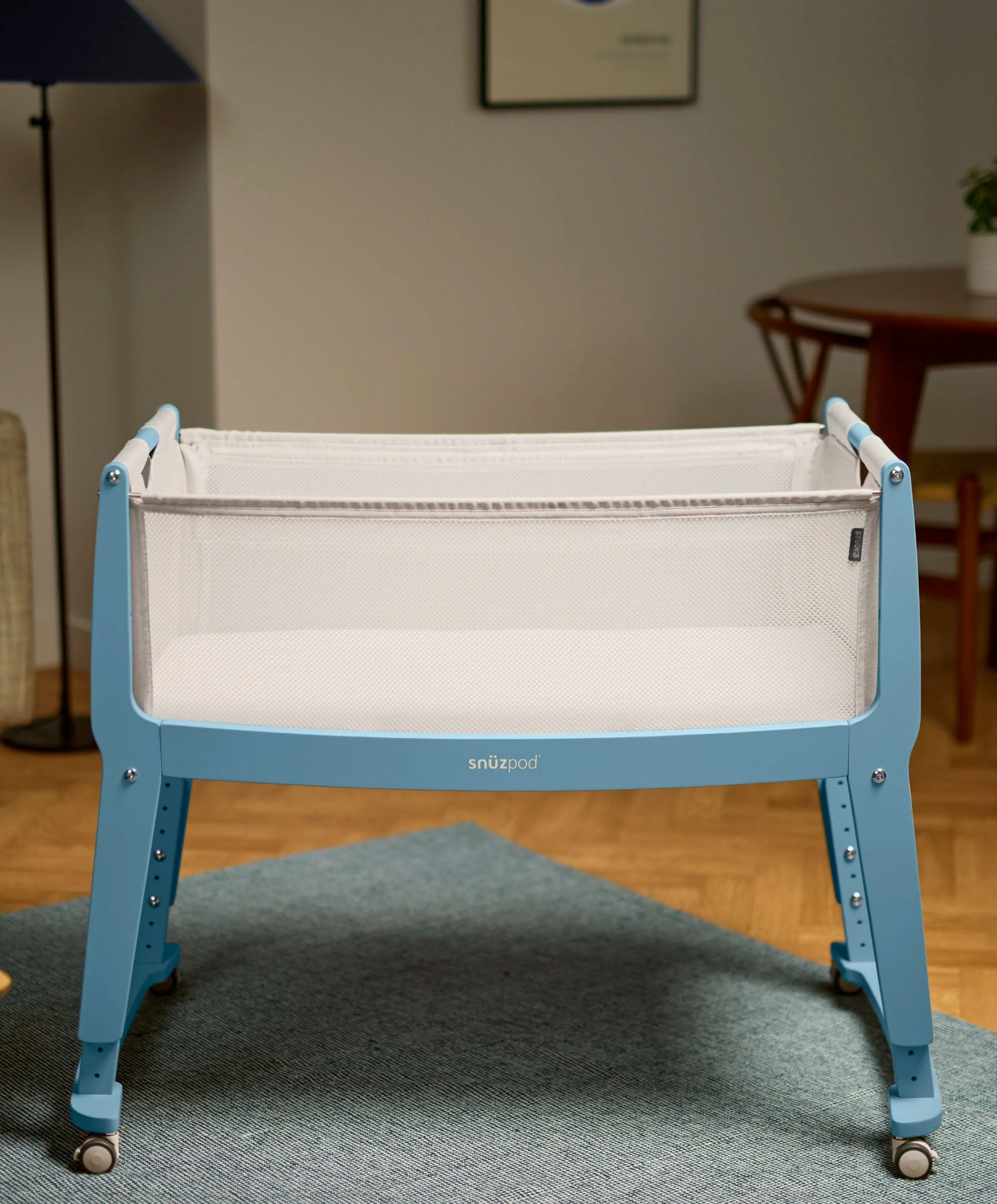 SnuzPod Studio Bedside Crib – Santorini Sky Blue - Image 5
