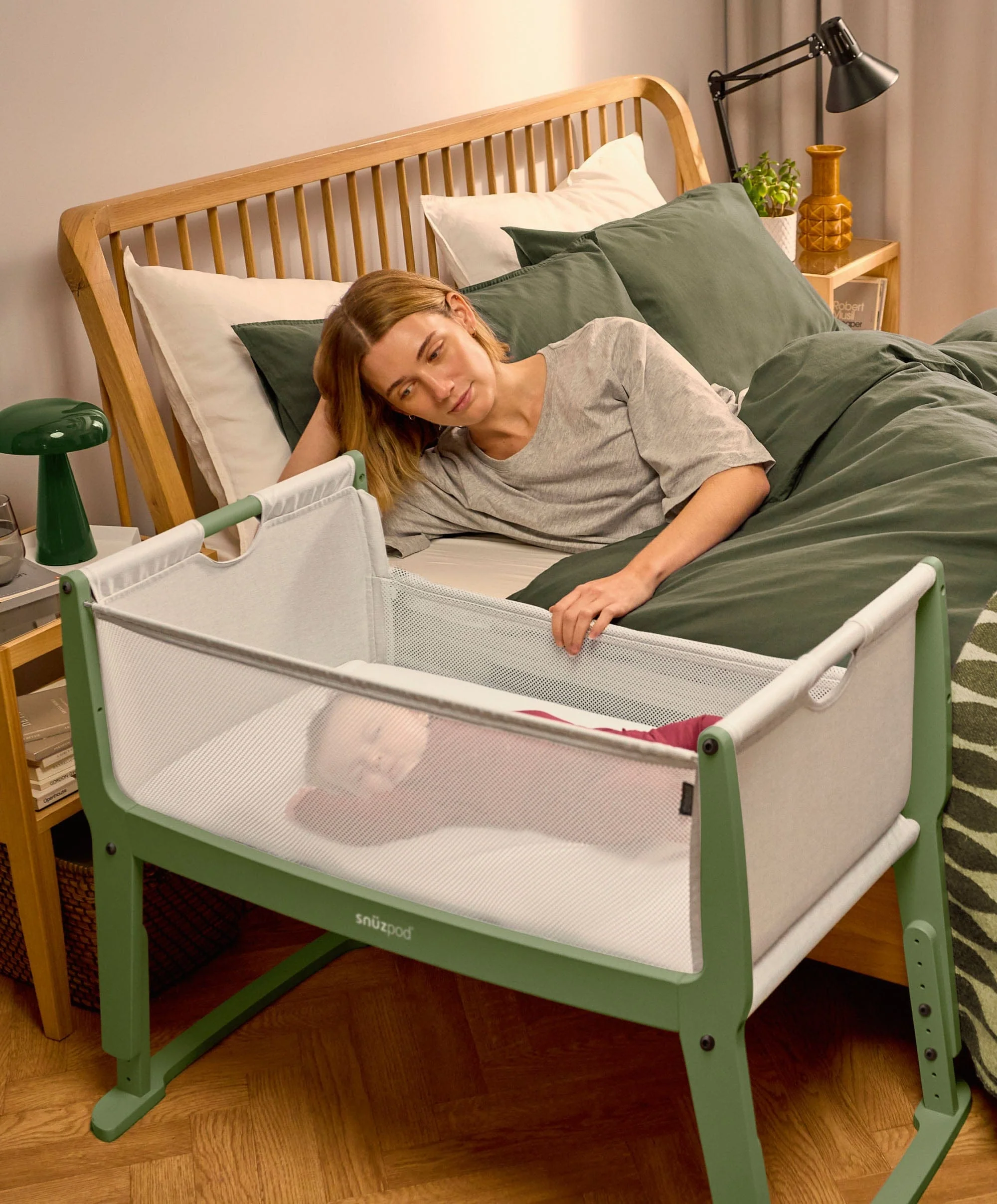 SnuzPod Studio Bedside Crib – Tokyo Matcha - Image 2