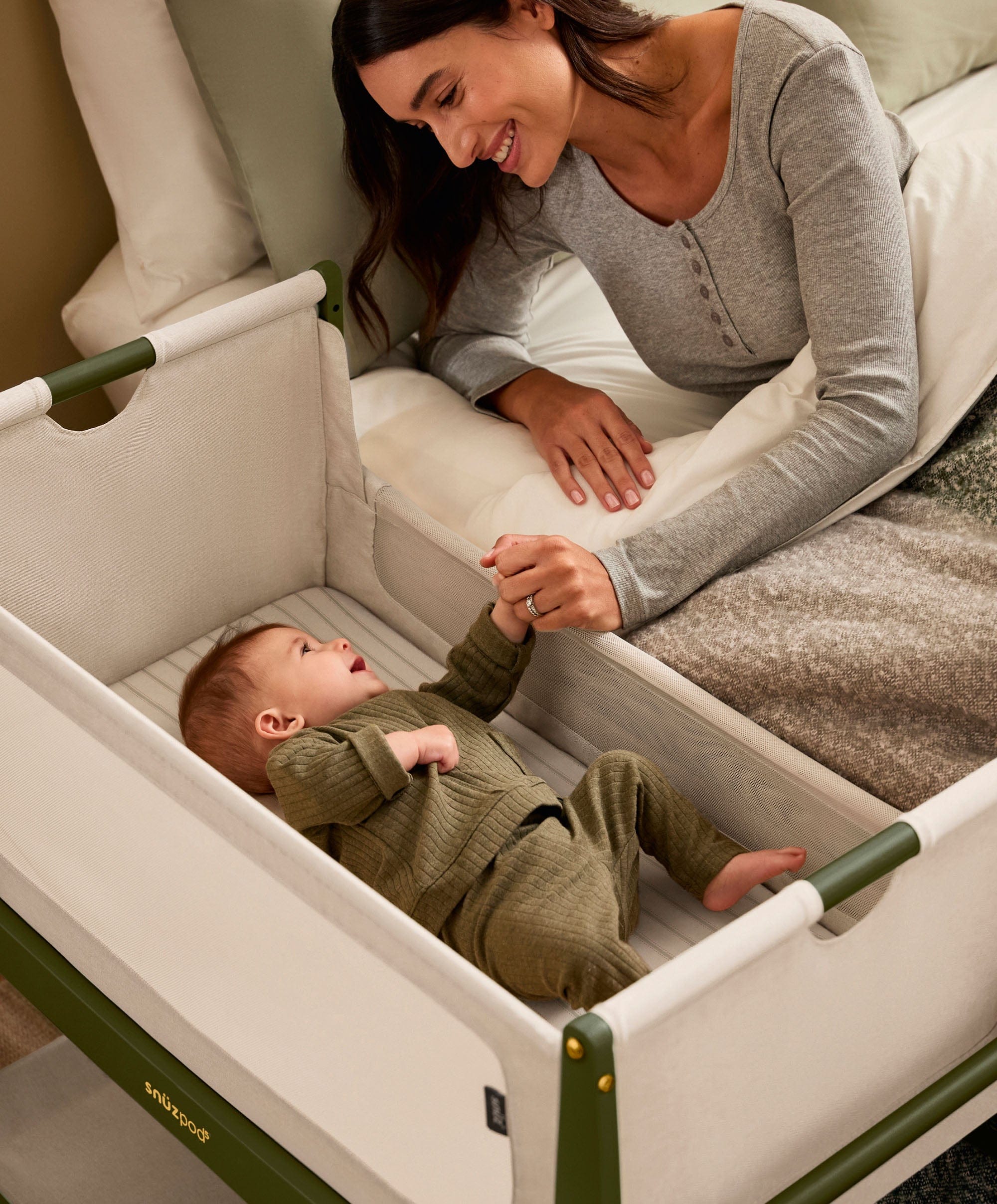 SnuzPod 5 Bedside Crib - Olive - Image 2