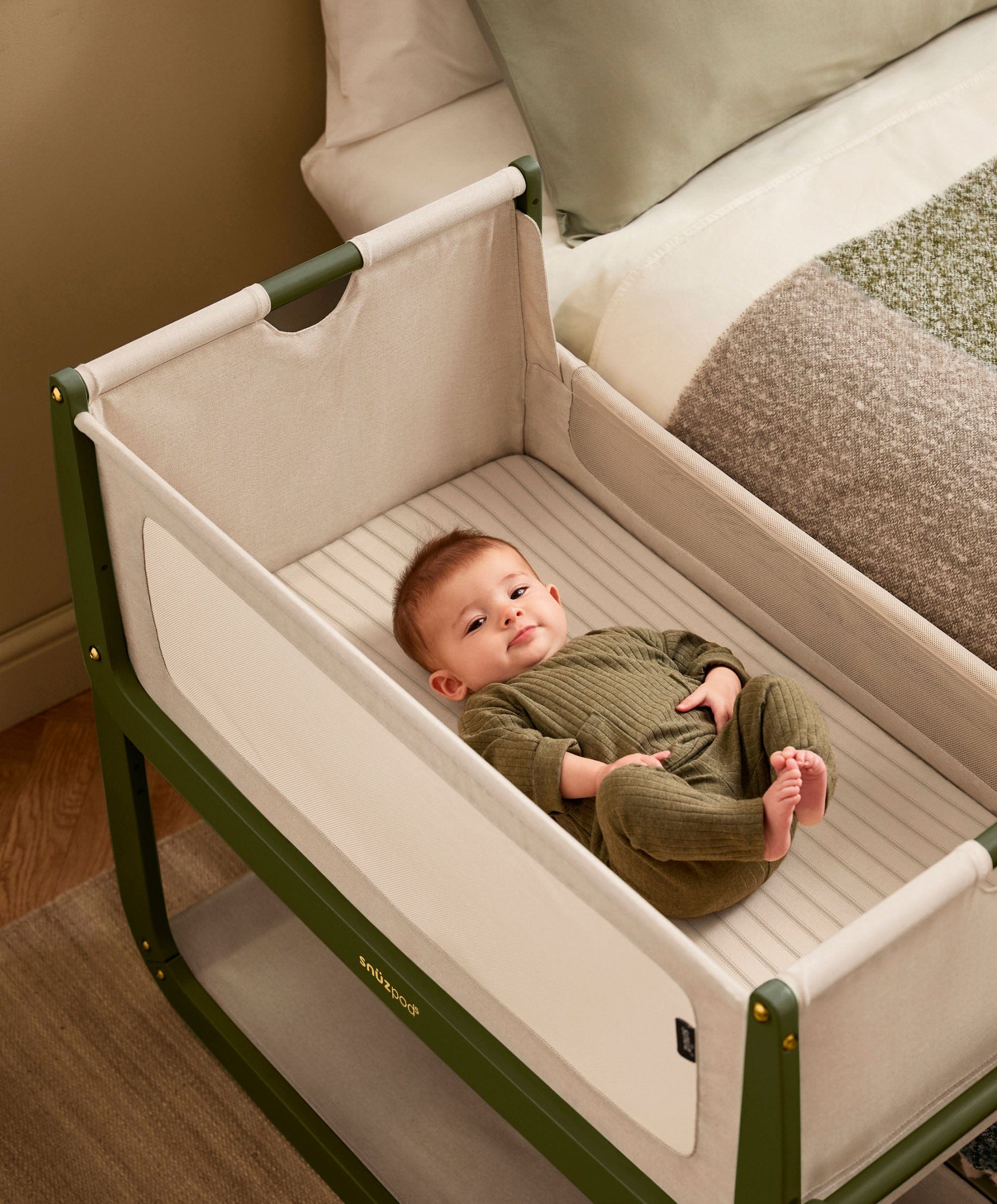 SnuzPod 5 Bedside Crib - Olive - Image 3
