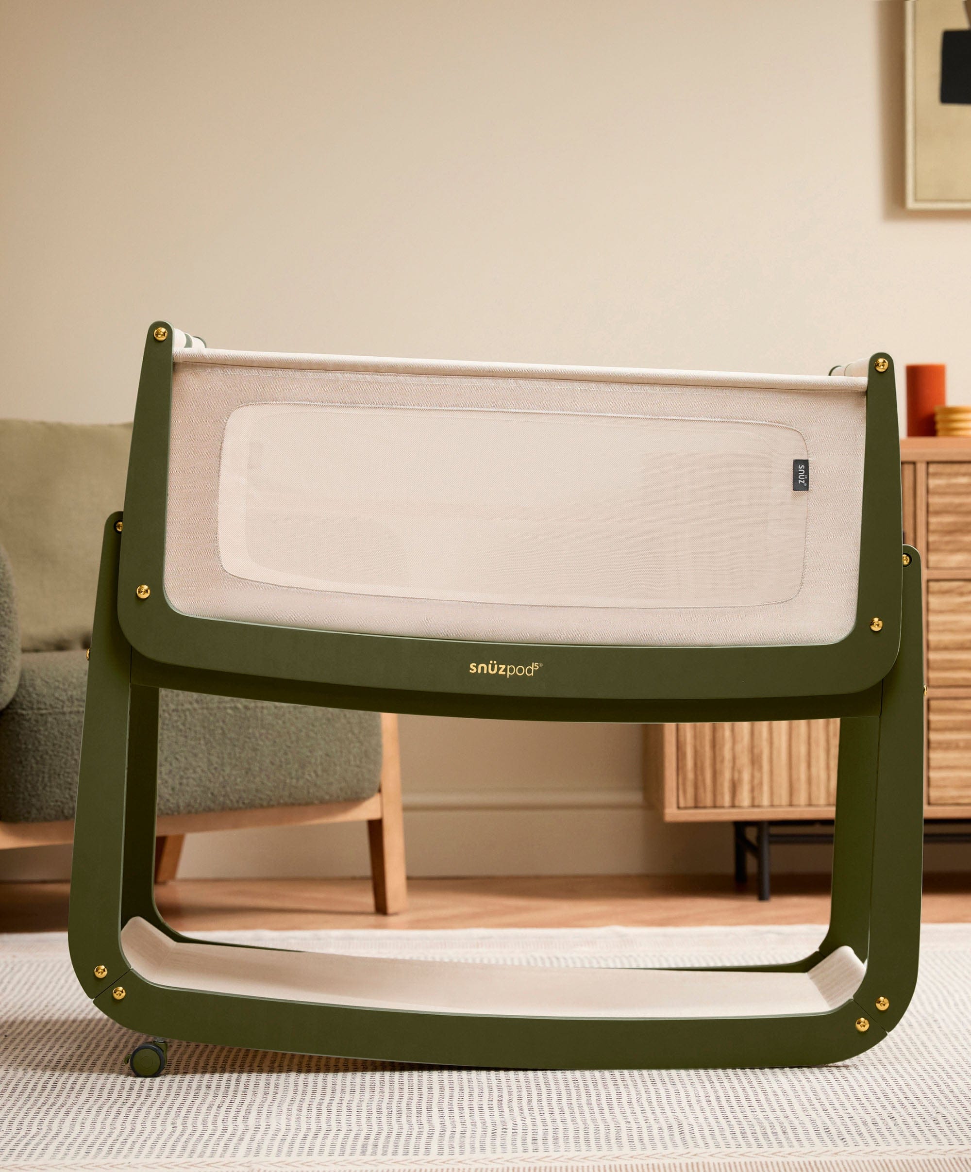 SnuzPod 5 Bedside Crib - Olive - Image 6