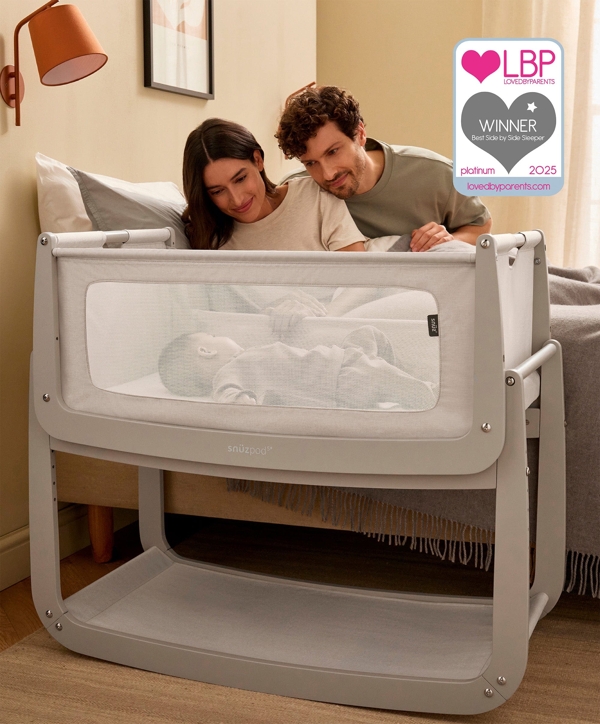 SnuzPod 5 Bedside Crib - Pebble - Image 2