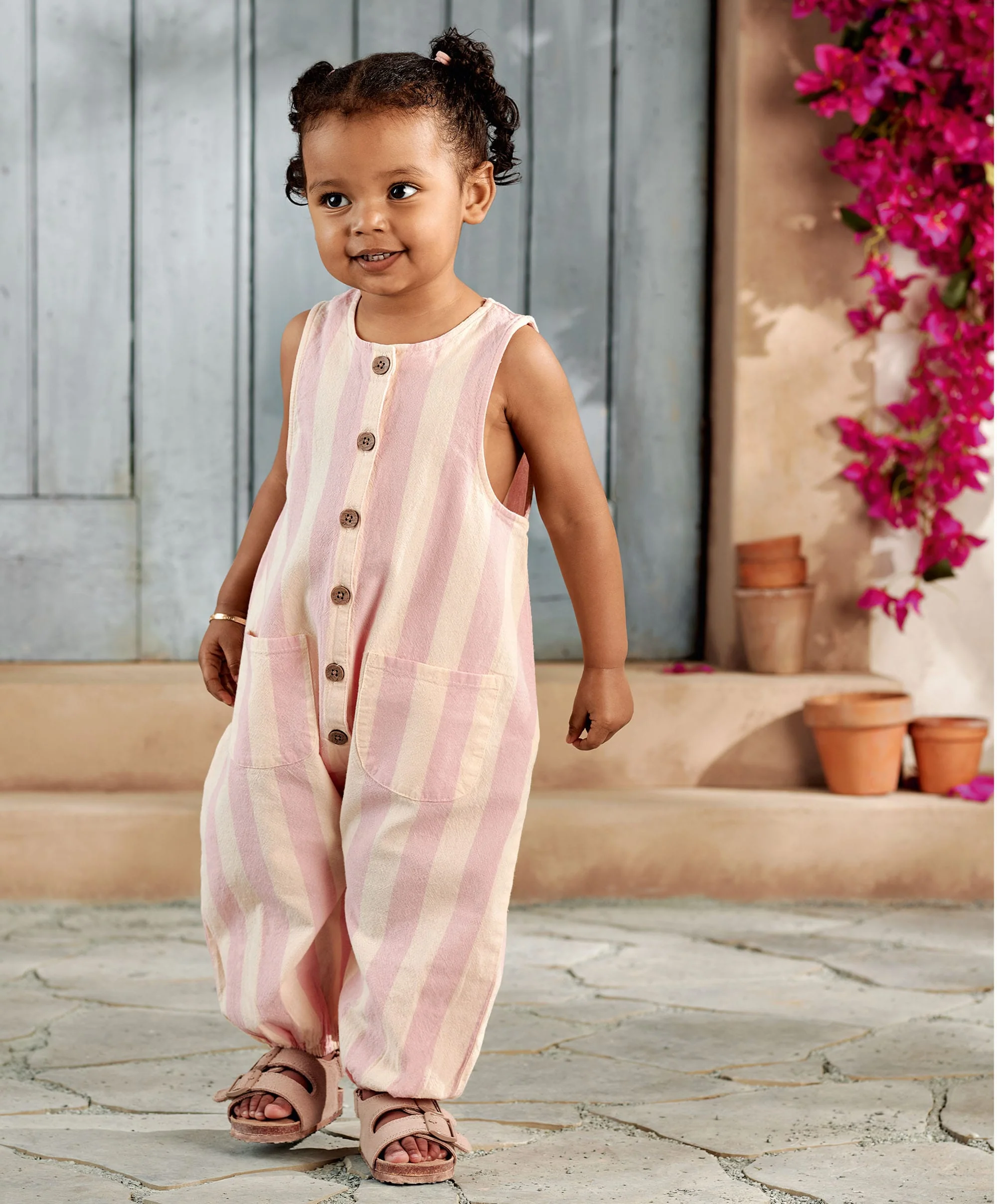 Pink Striped Romper