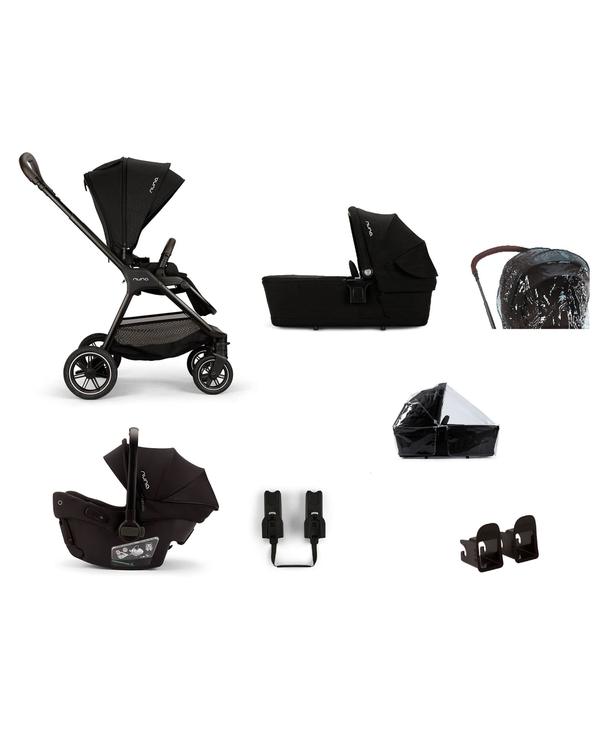 Nuna TRIV Next Urbn Pushchair Bundle with PIPA Urbn Car Seat & LYTL Carrycot - Caviar