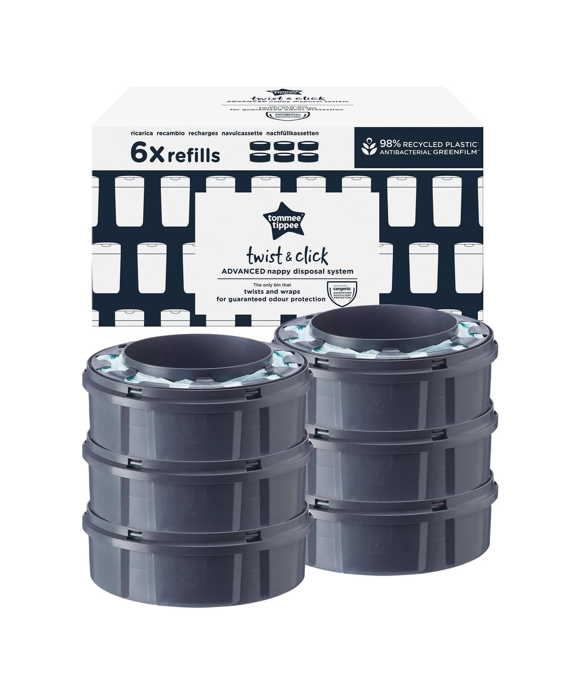 Tommee Tippee Twist & Click Nappy Bin Refill Cassettes (6 pack) - Image 9