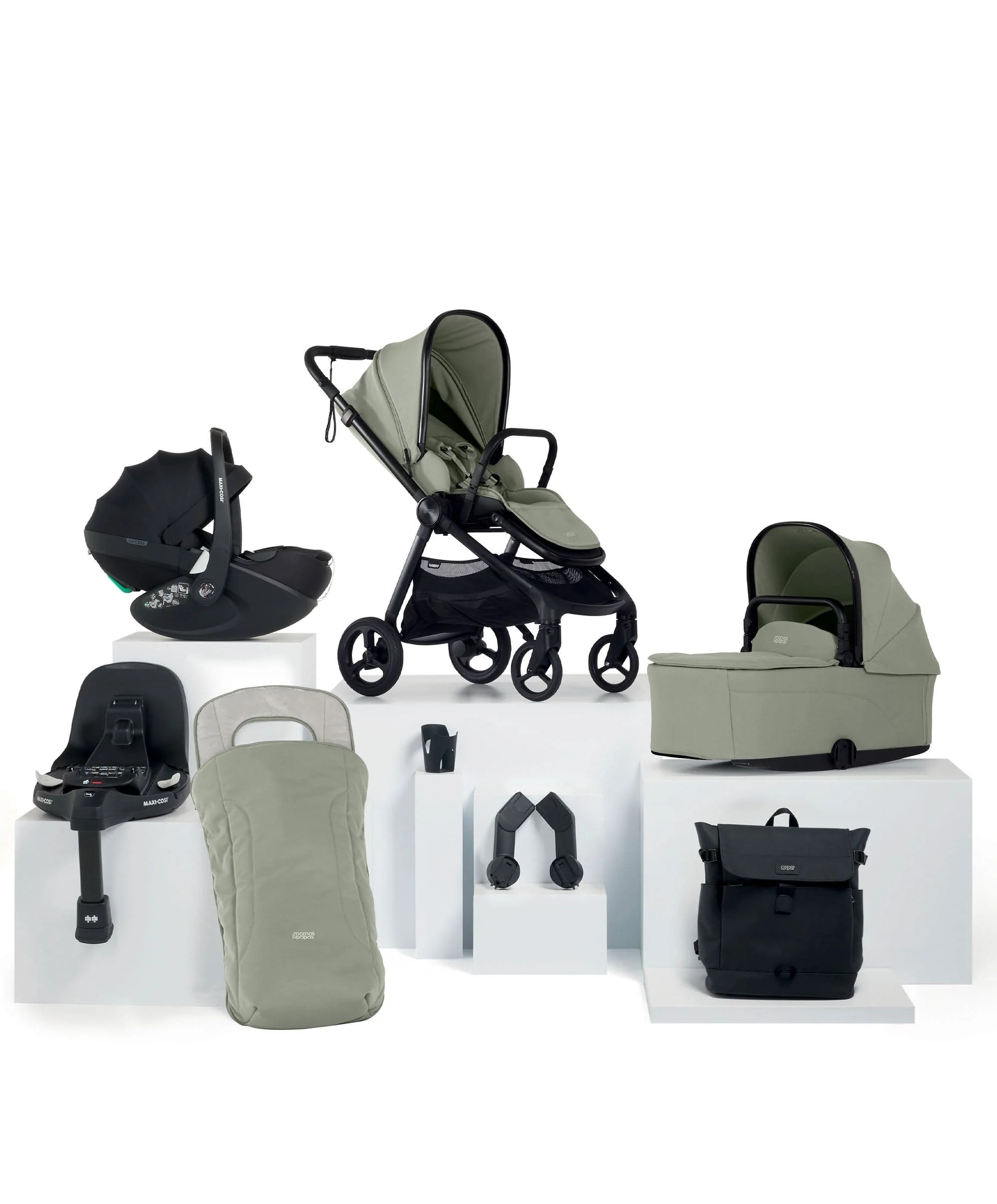 Vardo Pushchair Bundle with Maxi-Cosi Pebble 360 Pro² Car Seat (8 Pieces) - Sage